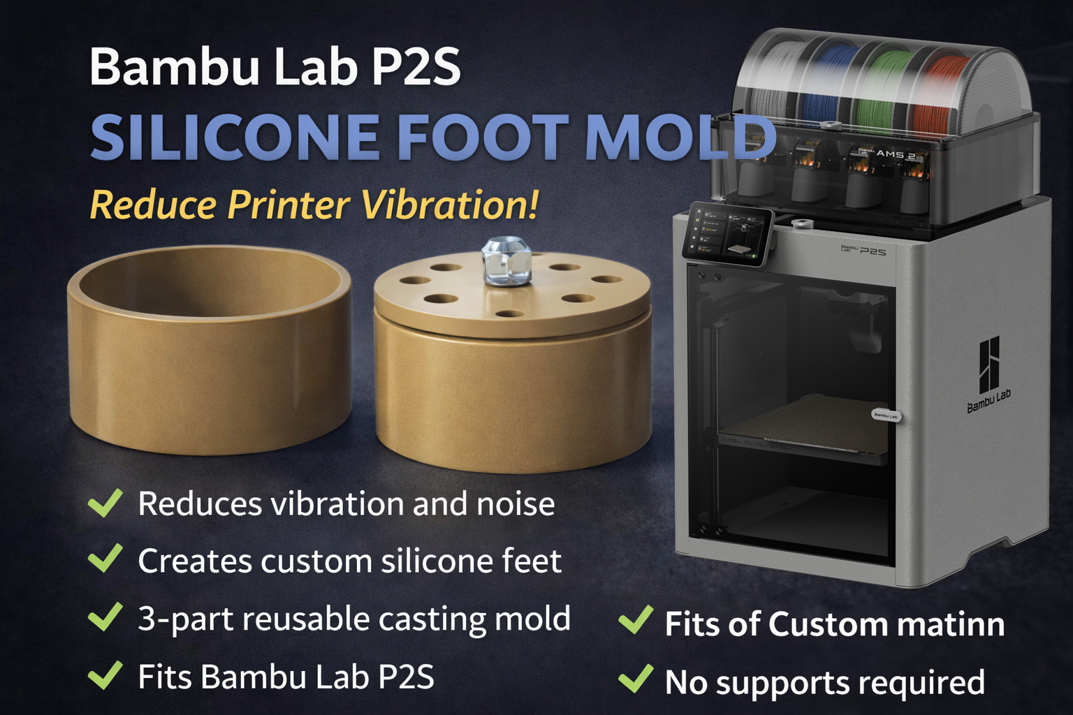 Bambu Lab P2S Silicone Foot Mold