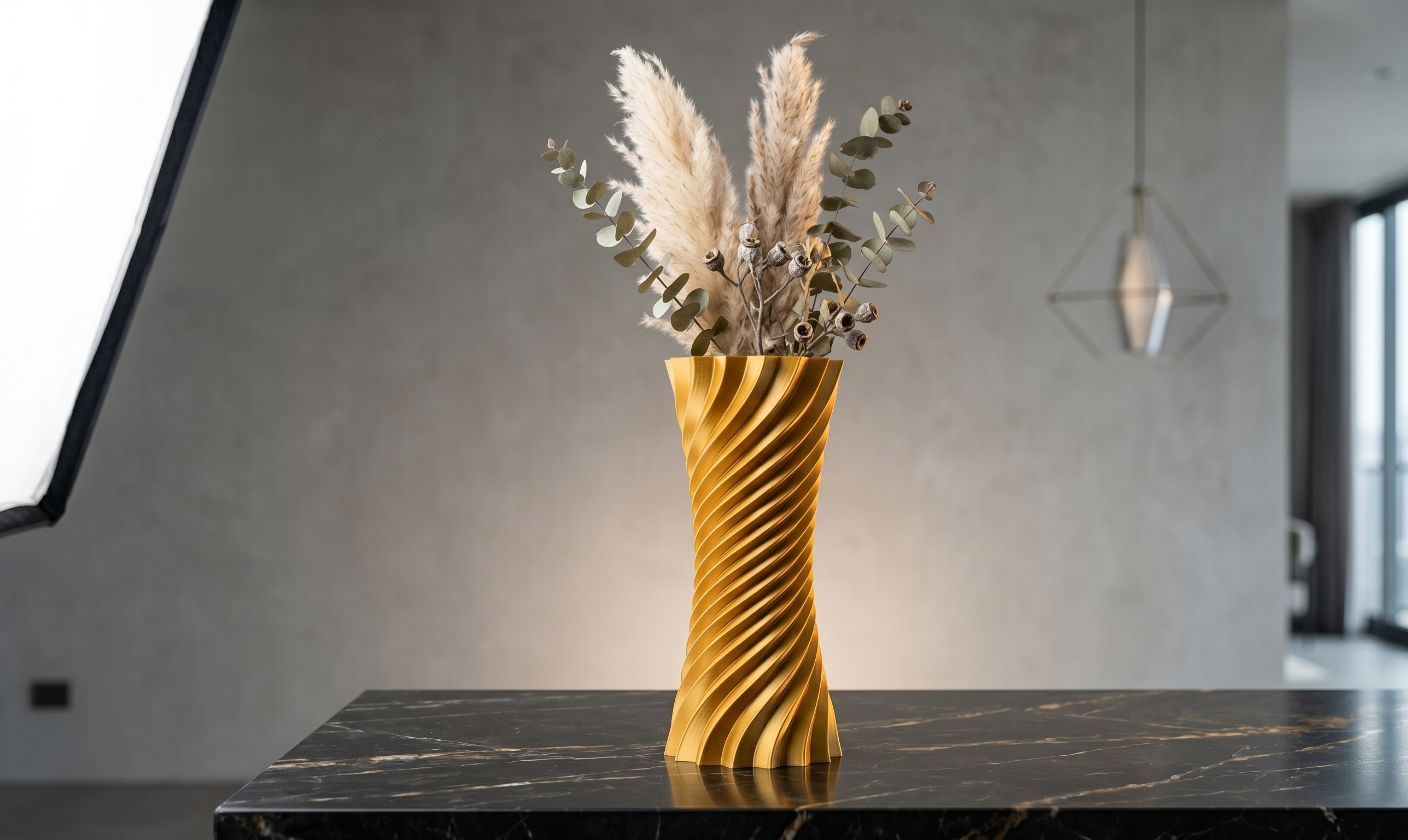 Modern Gold Spiral Hourglass Vase
