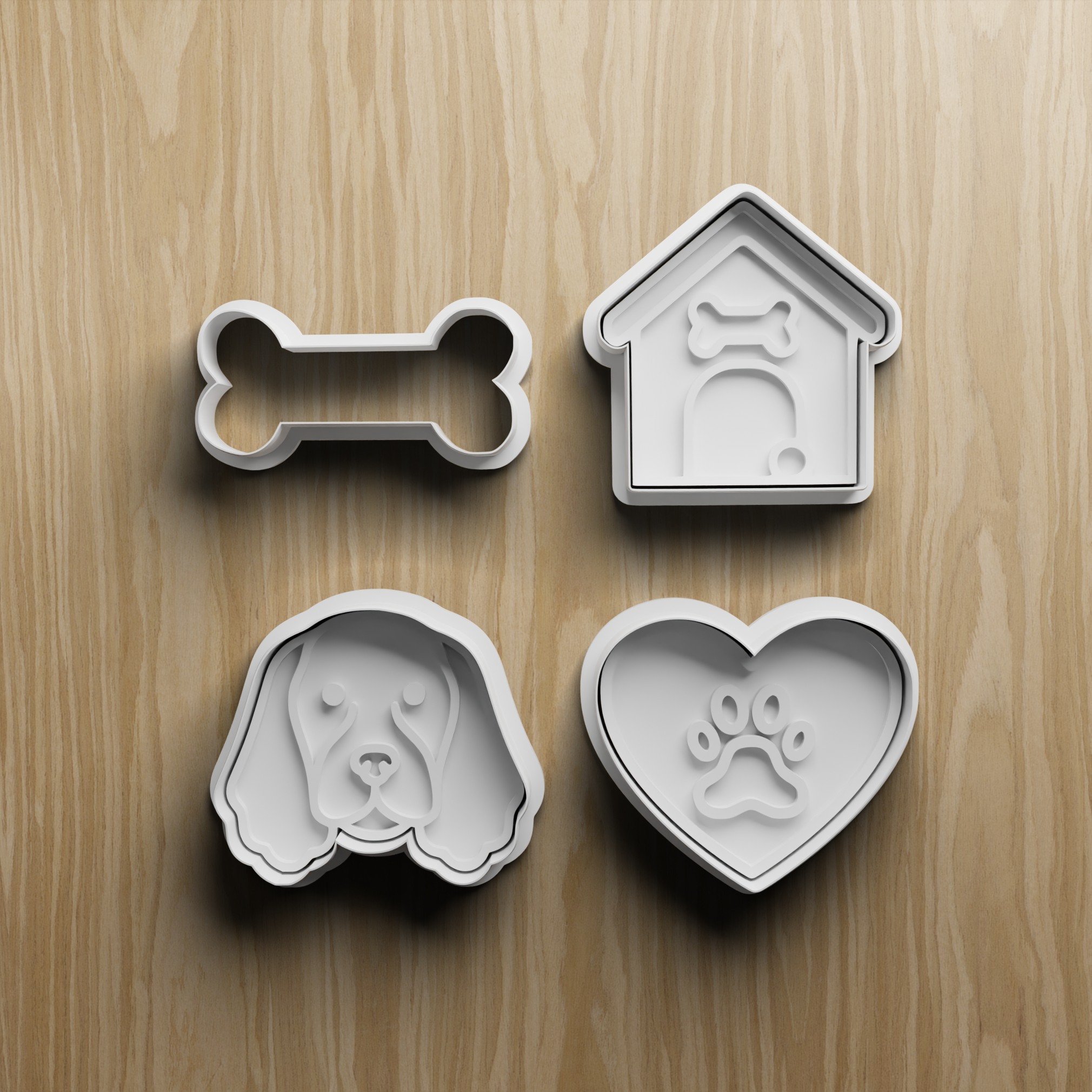 4-Piece Dog Cookie Cutter STL Set,  3D Printable Digital File 3D model