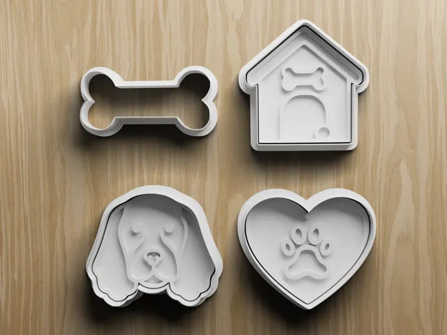 4-Piece Dog Cookie Cutter STL Set, 3D Printable Digital File