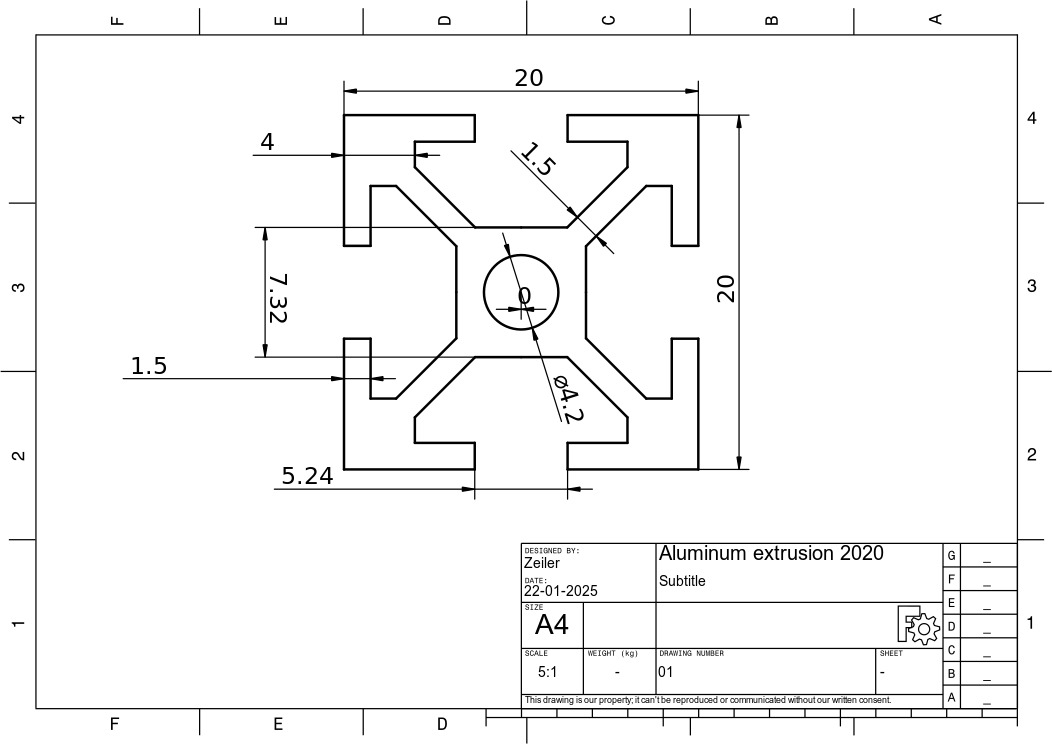 2020 4 Slot Aluminum Extrusion Profile