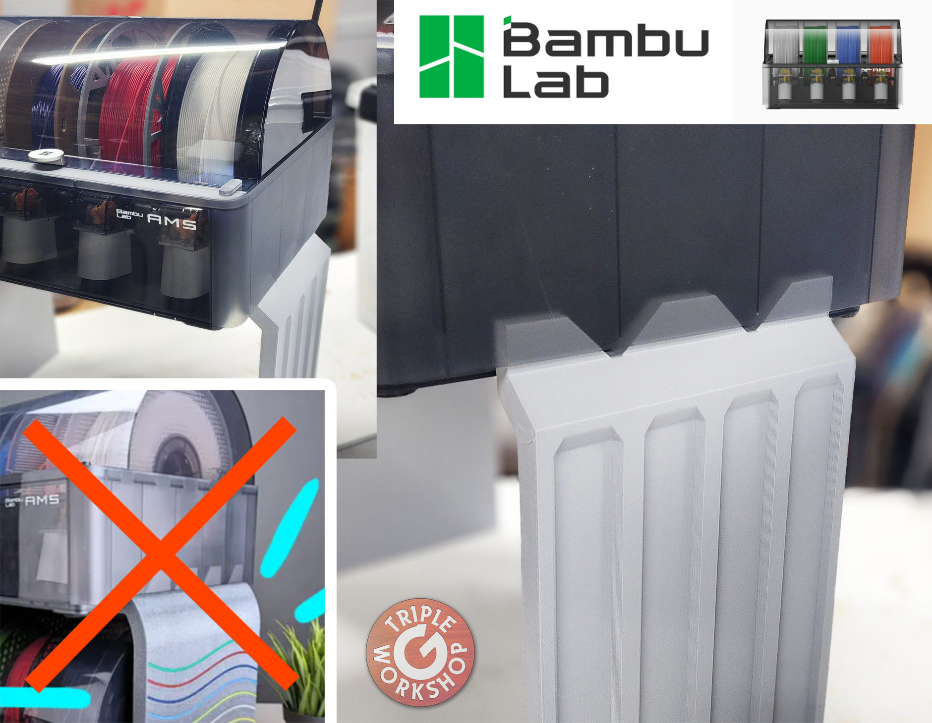 *New* AMS stacking stand for Bambu Lab P1P and X1