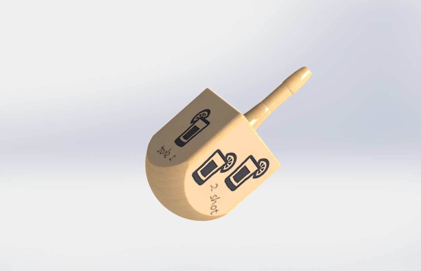 Small dice in the shape of a spinning top