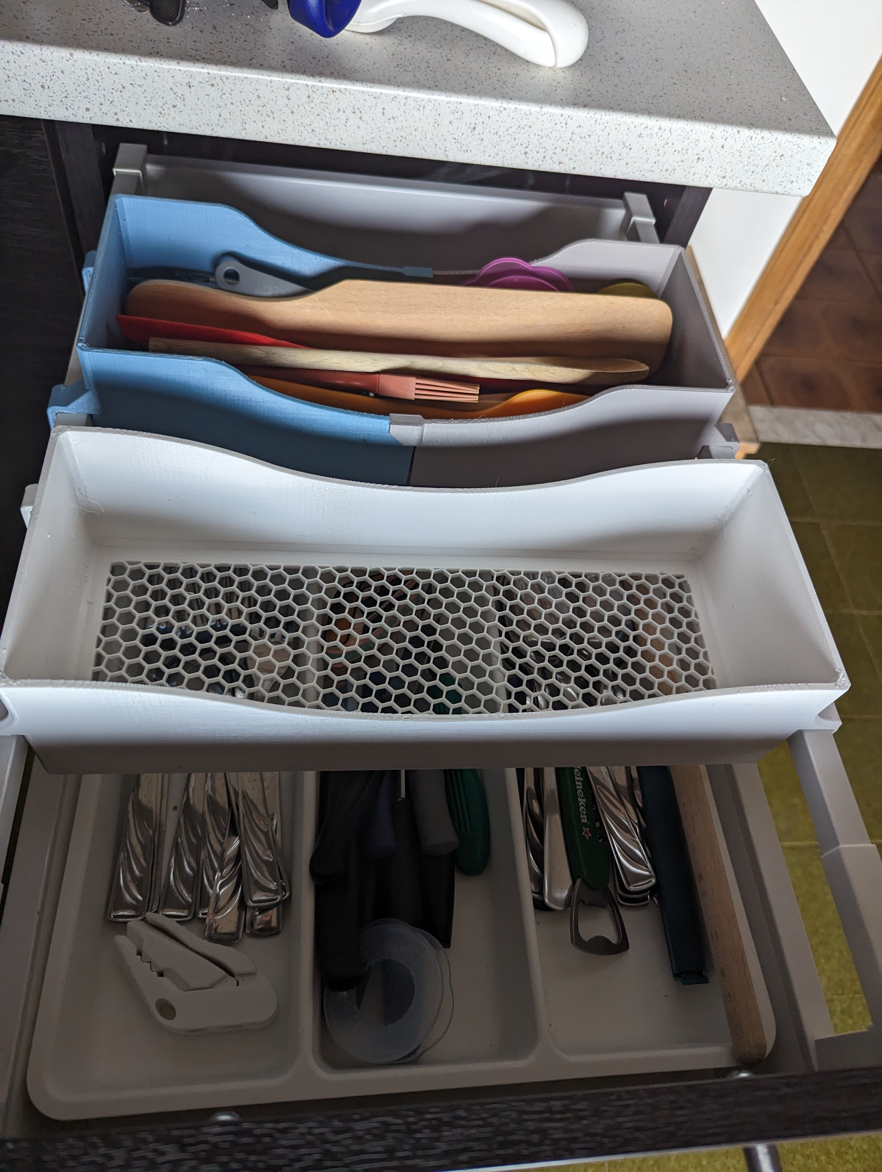 Inner rail basket for IKEA MAXIMERA kitchen drawer - no glue