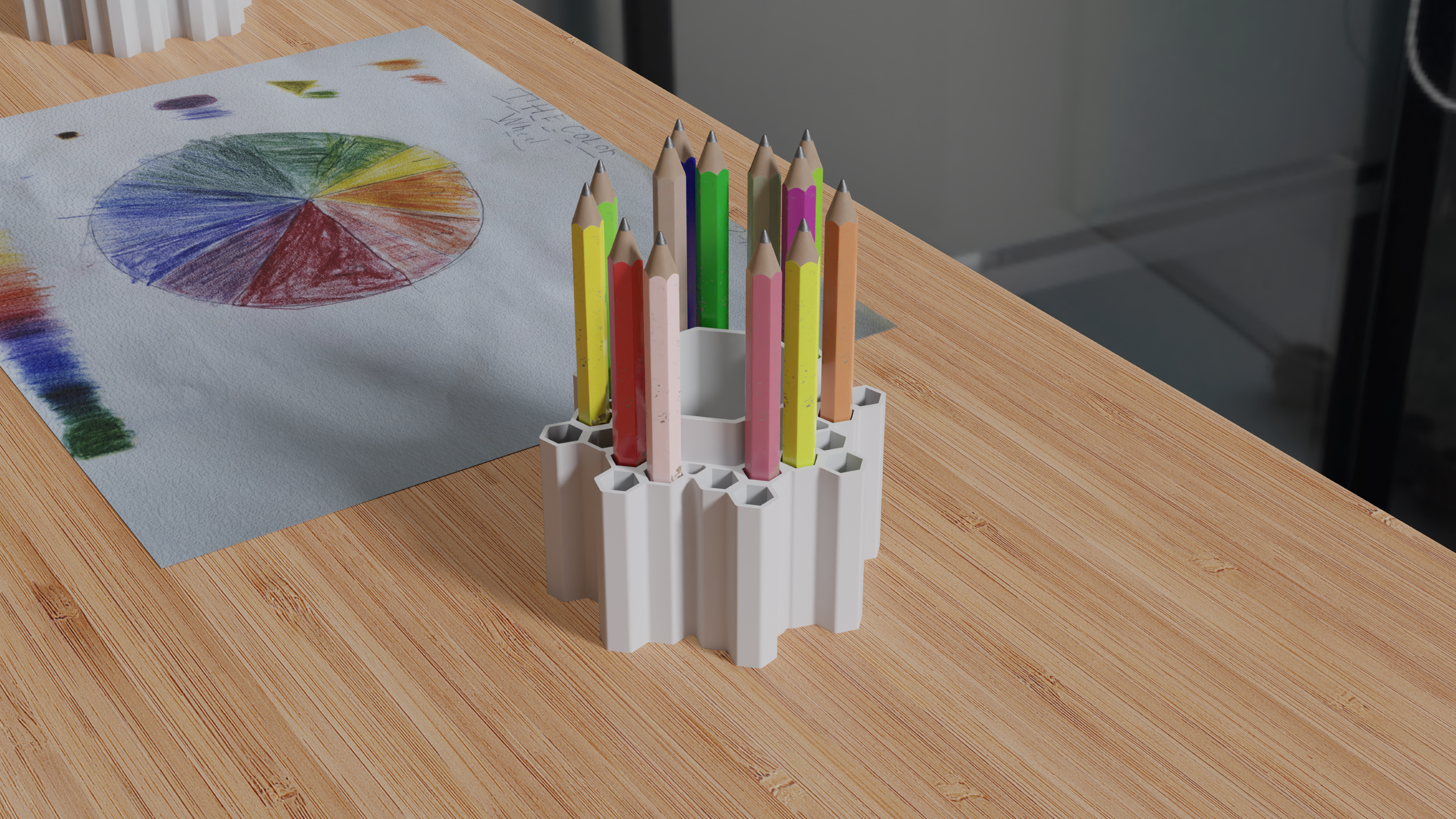 Colored Pencils Holder (Jumbo Pencils - hex pencils up to 10mm)