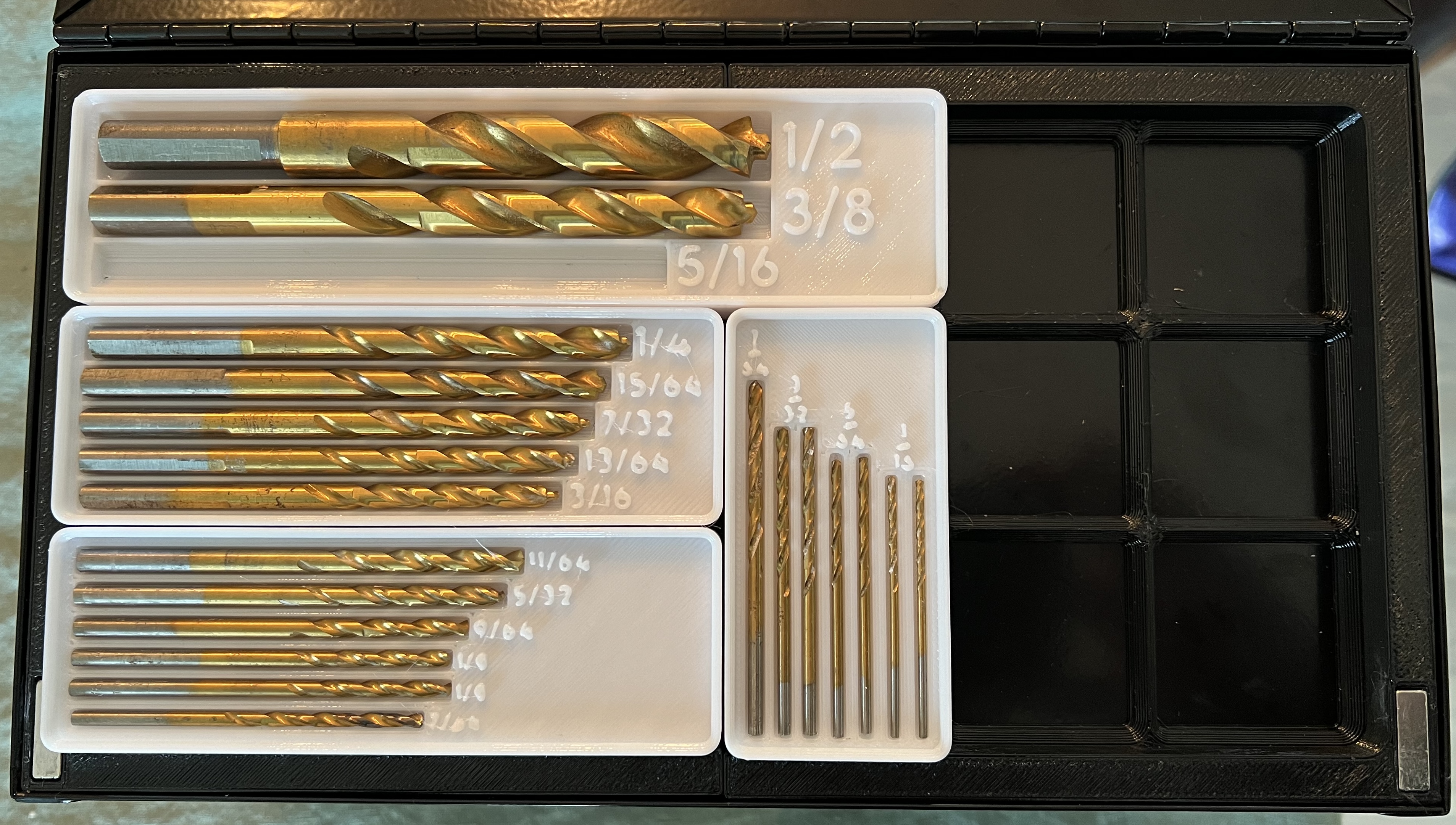 Gridfinity 21-Piece Imperial Drill Bit Holders