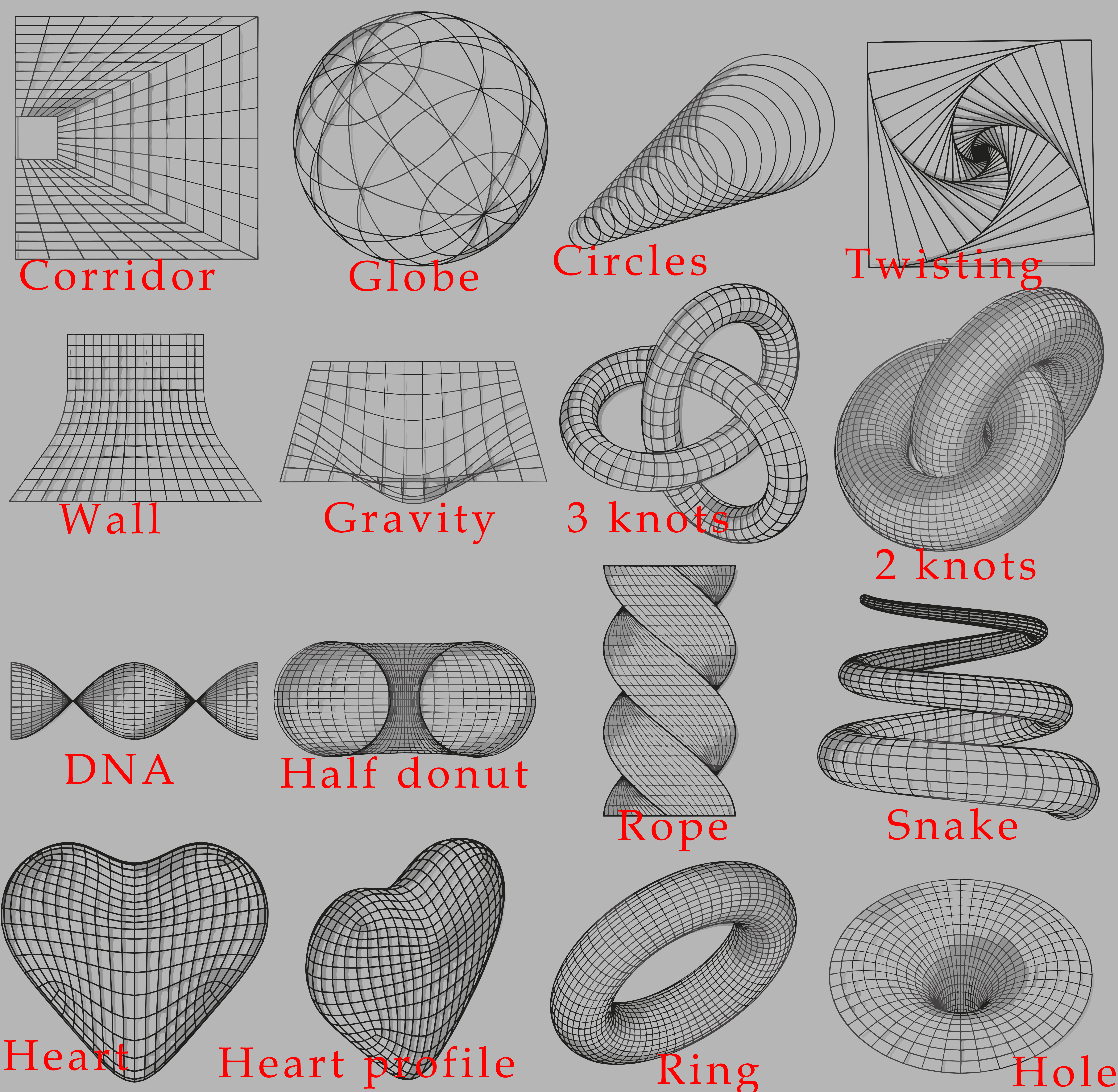 Abstract Wireframes - 15 different shapes!