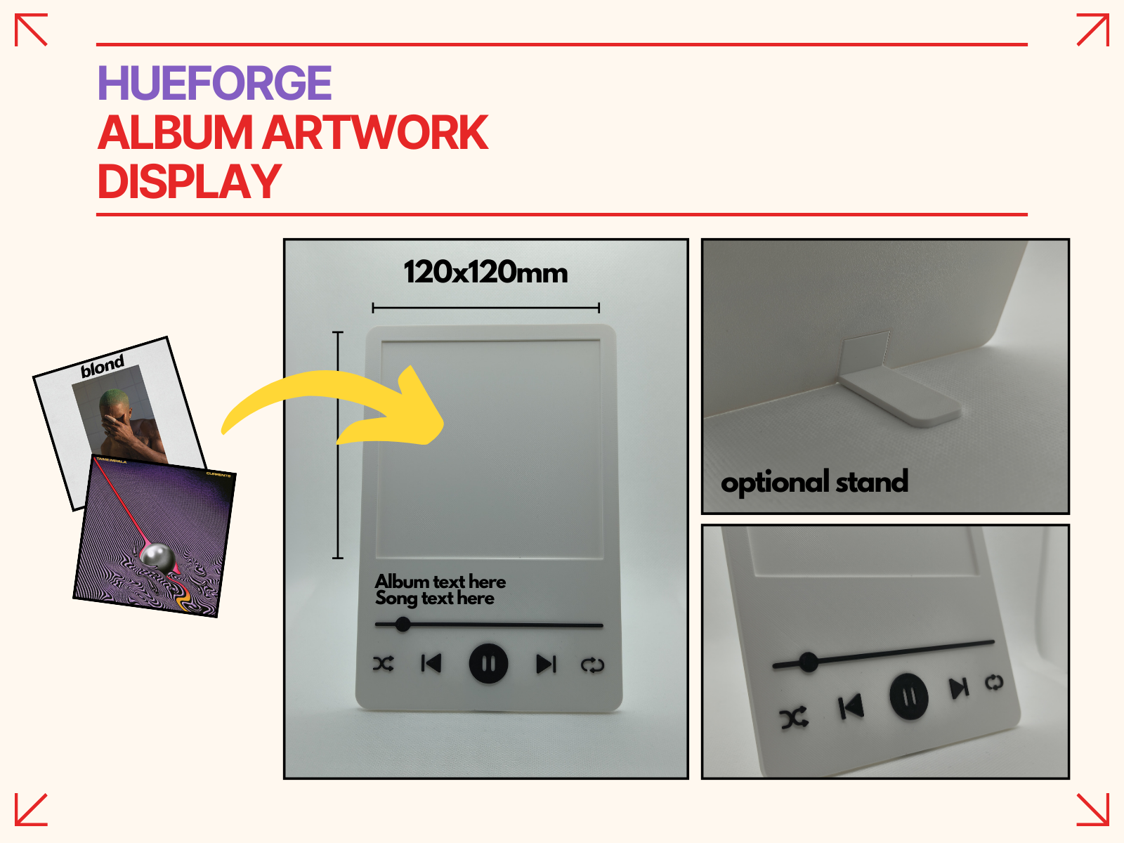 HUEFORGE Album artwork display 120mm - Now Playing