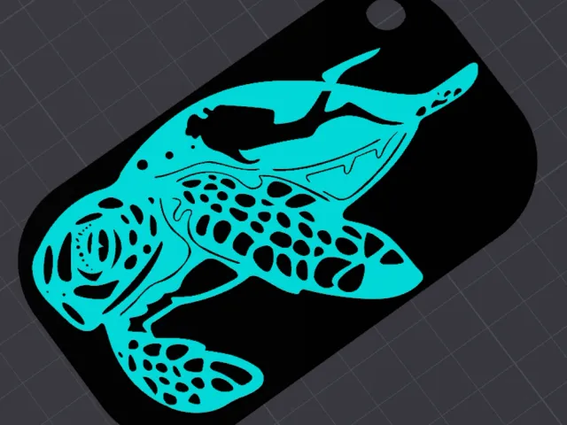 Turtle Scuba Keychain