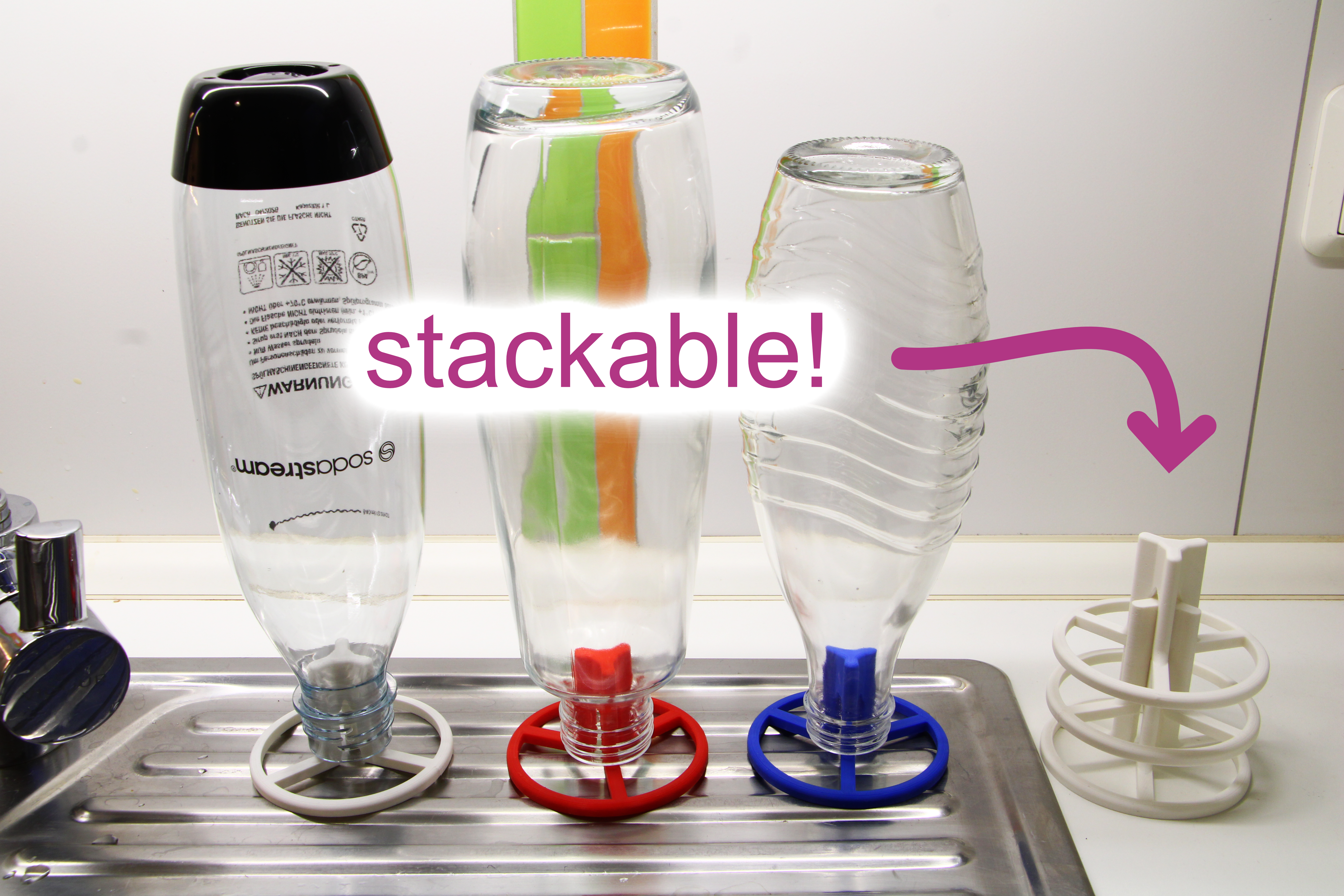Stackable SodaStream Bottle Drying Stand