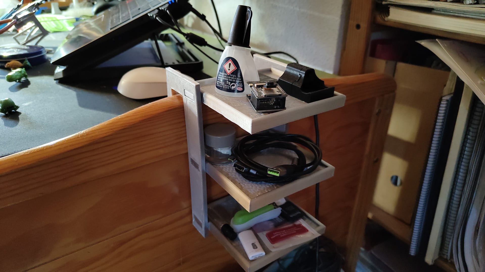 Tiny desk shelf