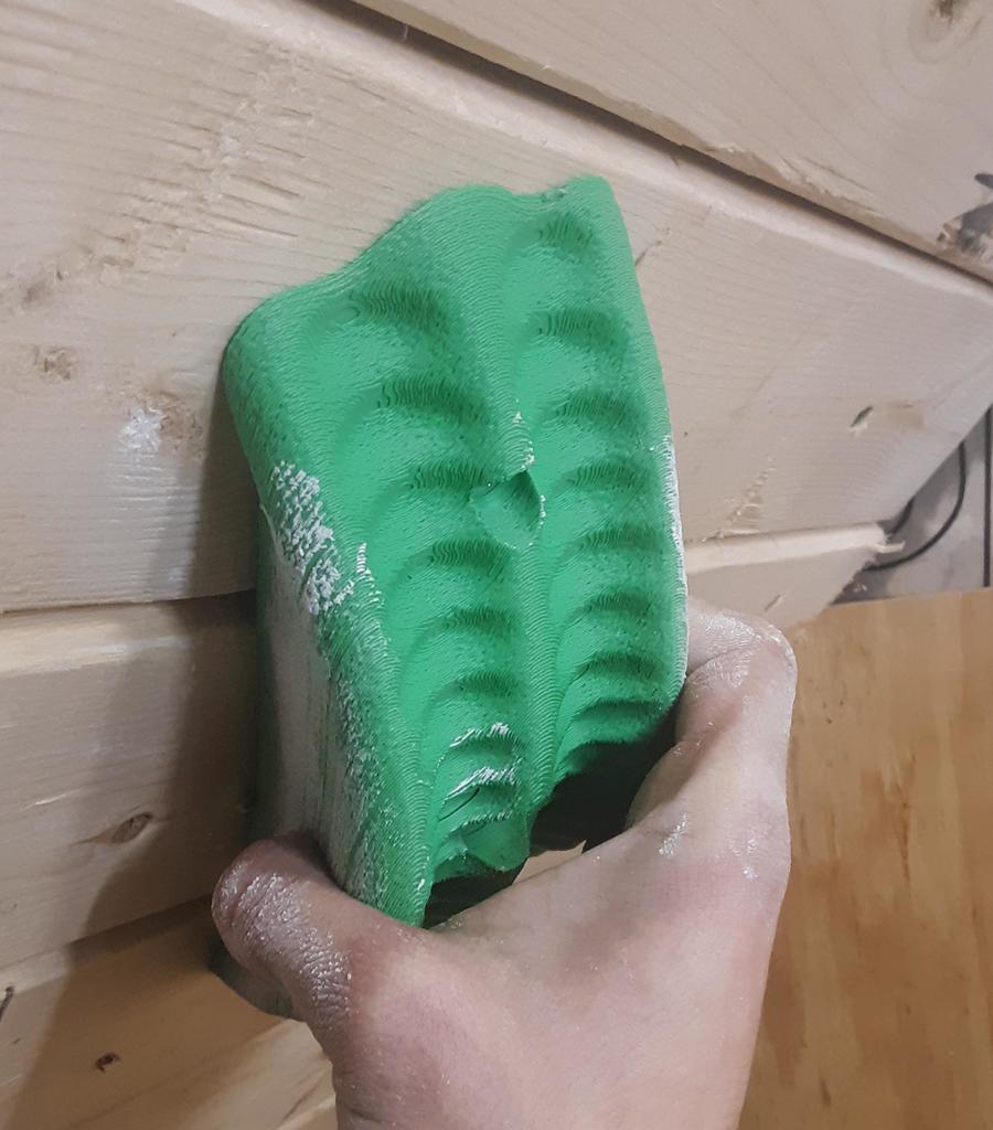 Green Fossilized Incut Pinch Climbing Hold