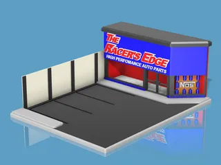 The Racer＇s Edge＂ front signage for GigaPenguin Tuner Shop by