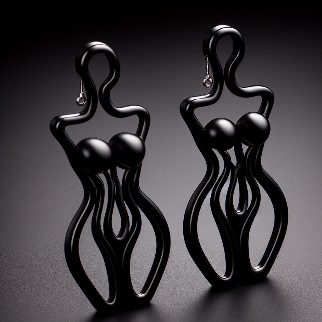 Earrings, minimalism, female body