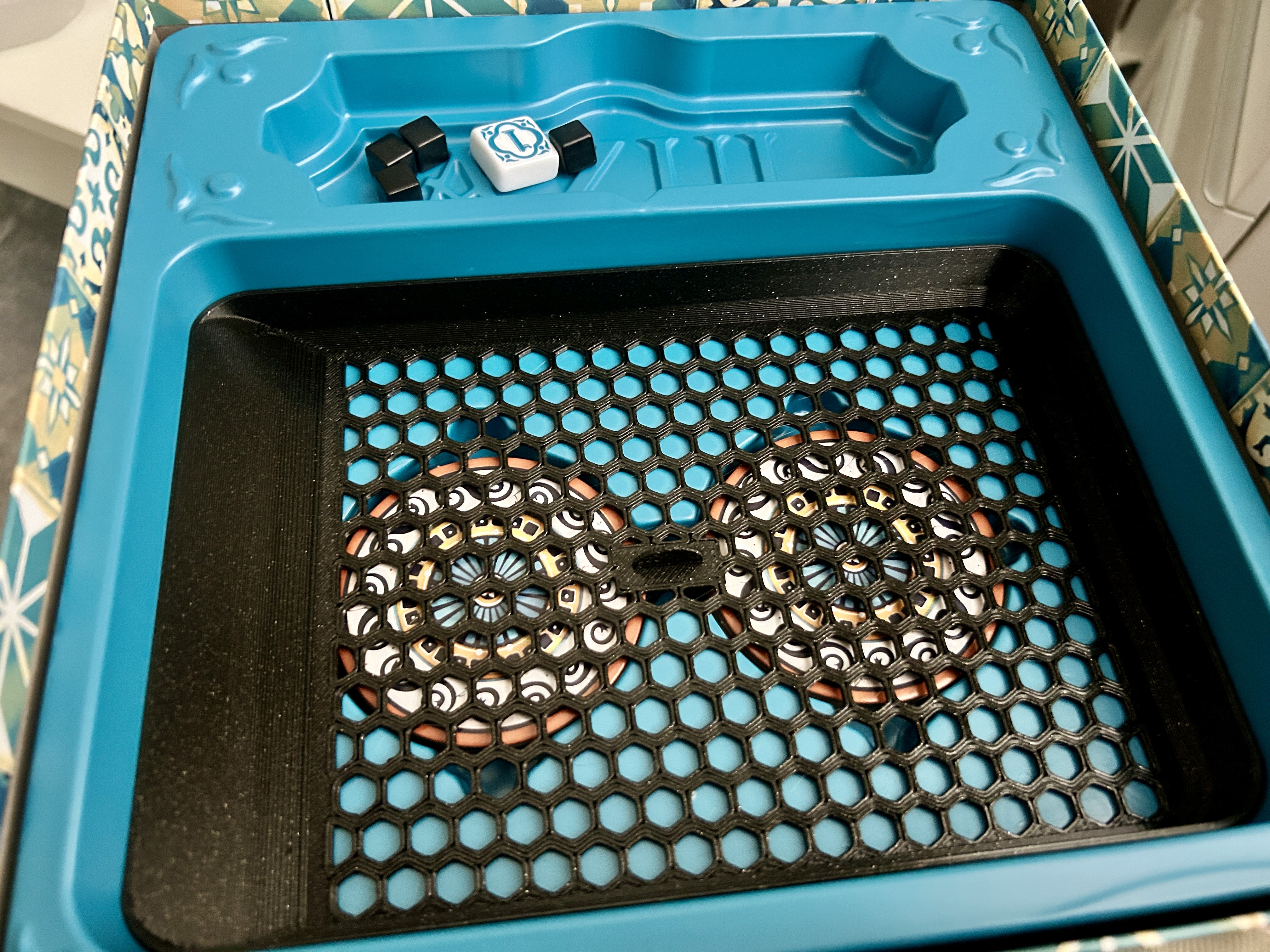 Slim Azul Tray, hex cutouts