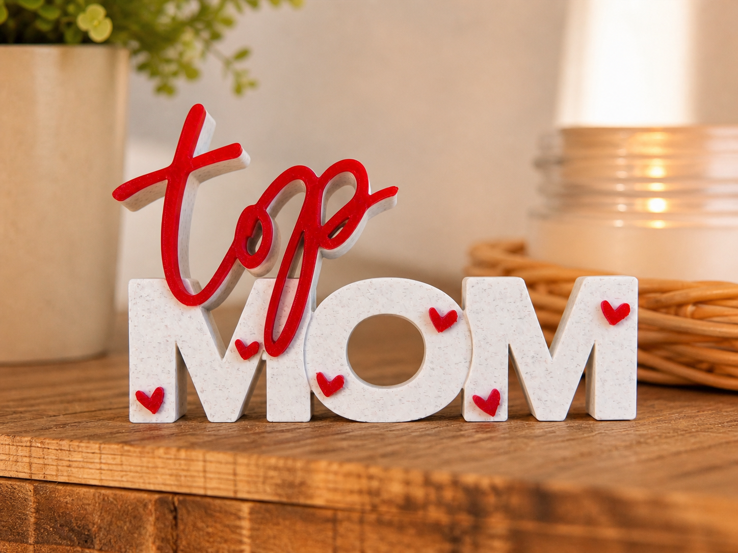 Top Mom – 3D Text Sign | Mother’s Day Gift | Multicolor Decoration