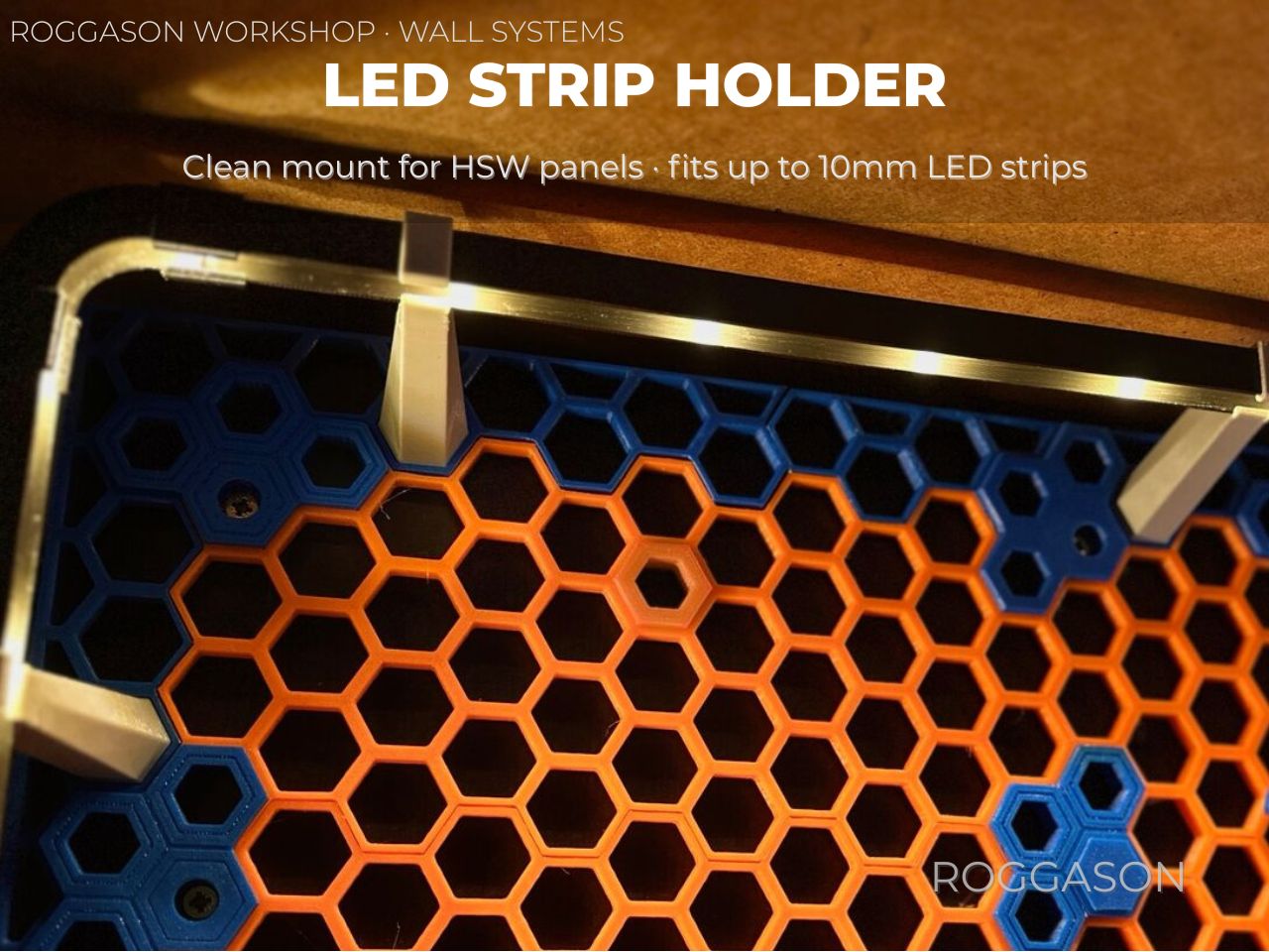 LED Strip Holder for HSW Panels – Clean Wall System Mount (Up to 10mm) 3D model