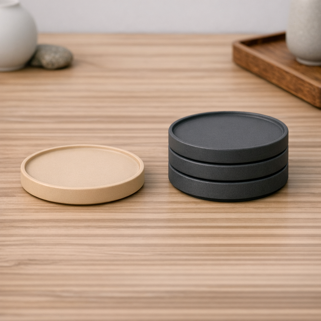 Zen Ring Coaster, minimalist Japandi‑style drink coaster (stackable)