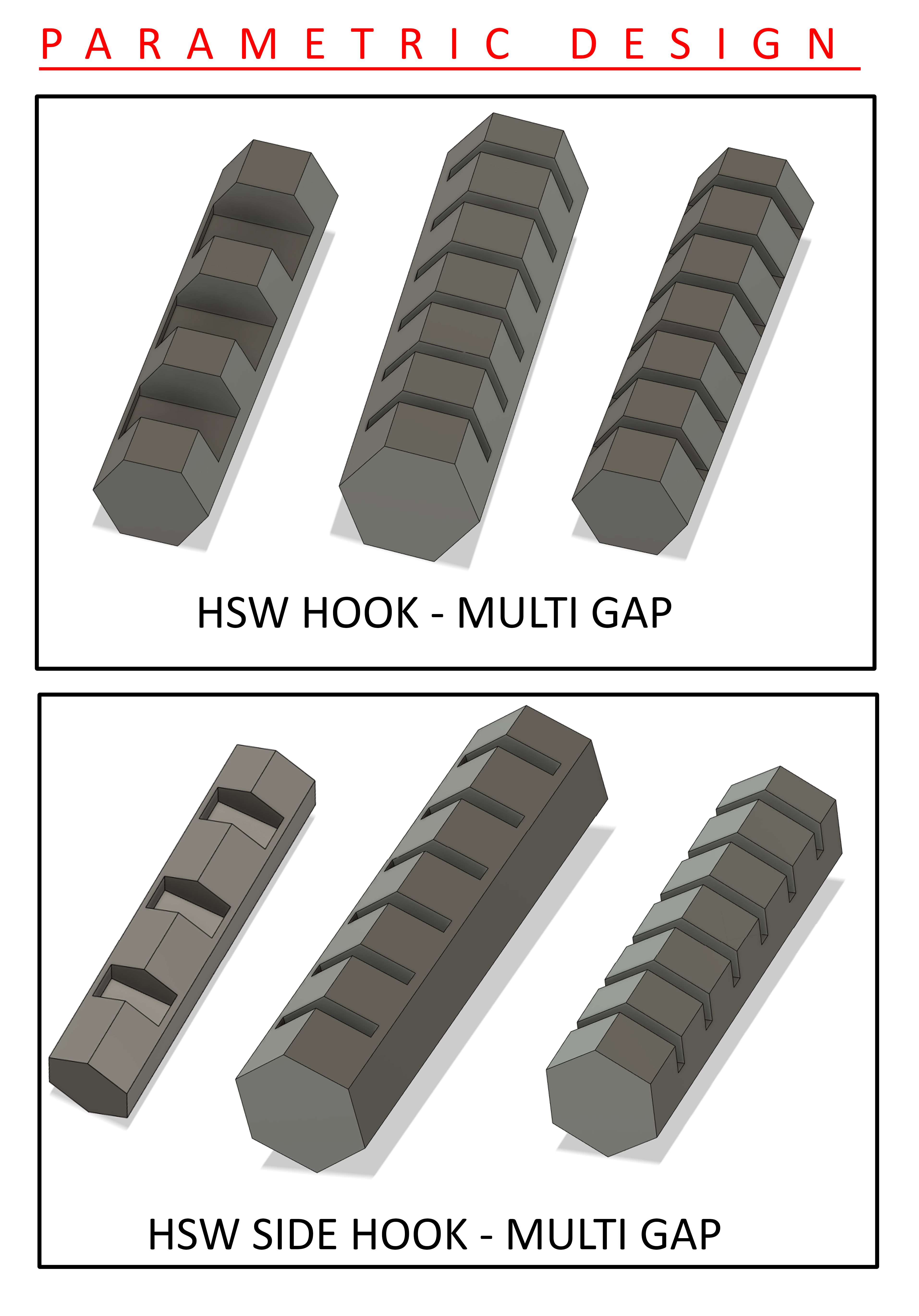 Honeycomb storage wall (HSW) parametric multi-gap hooks