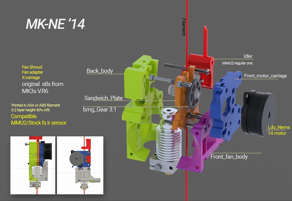 MK-NE'14 mk3s Extruder