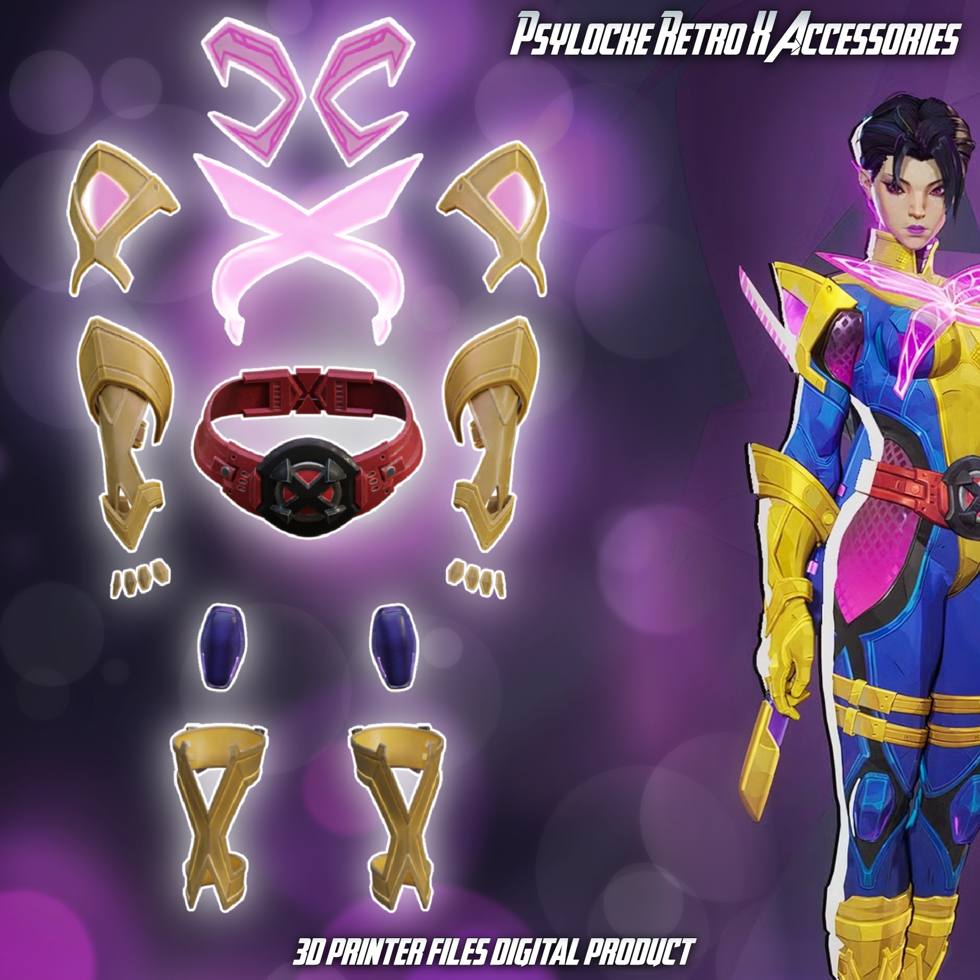 Psylocke Retro X Uniform Cosplay Accessories Marvel Rivals