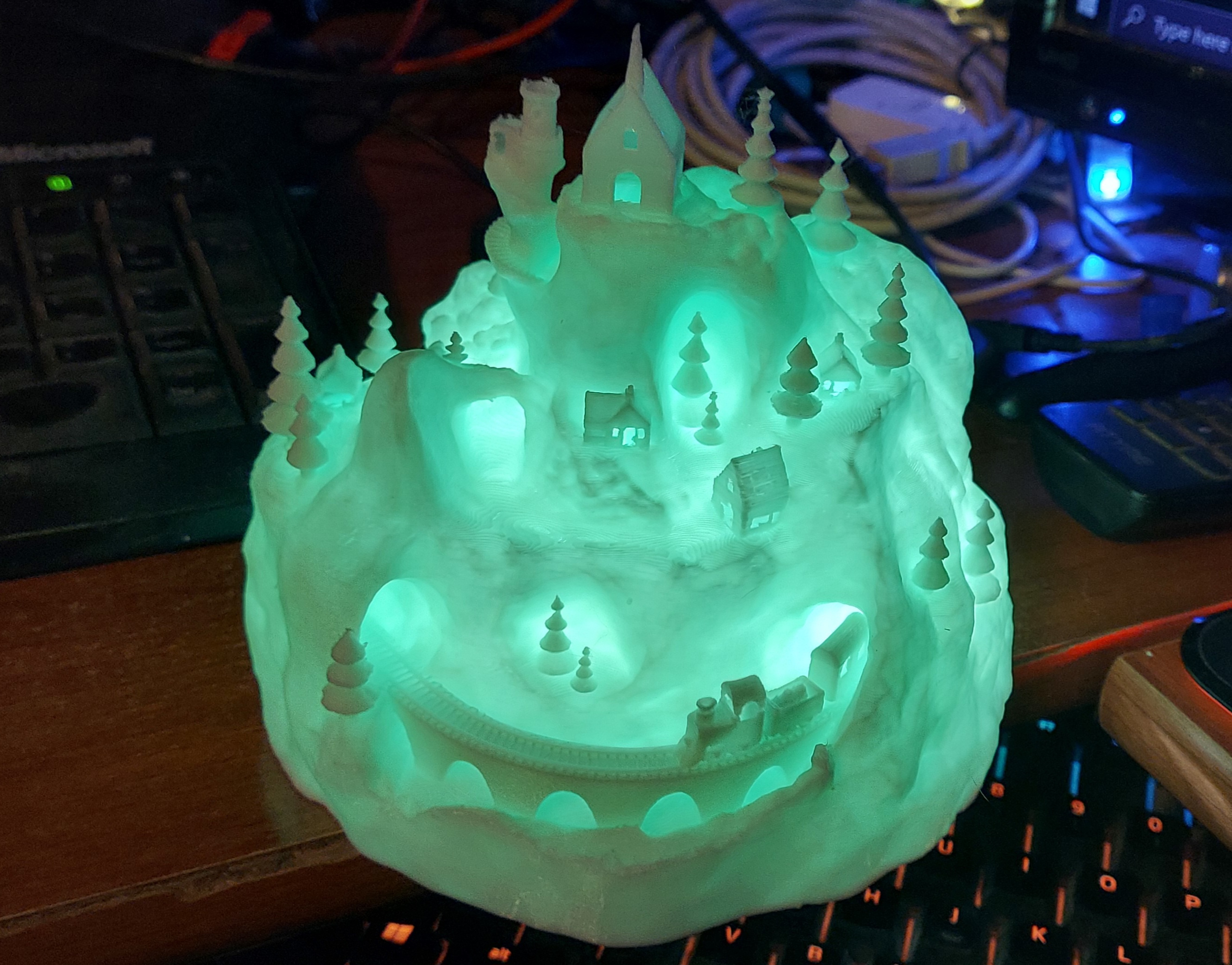 Winter Village with hole for LED Lighting