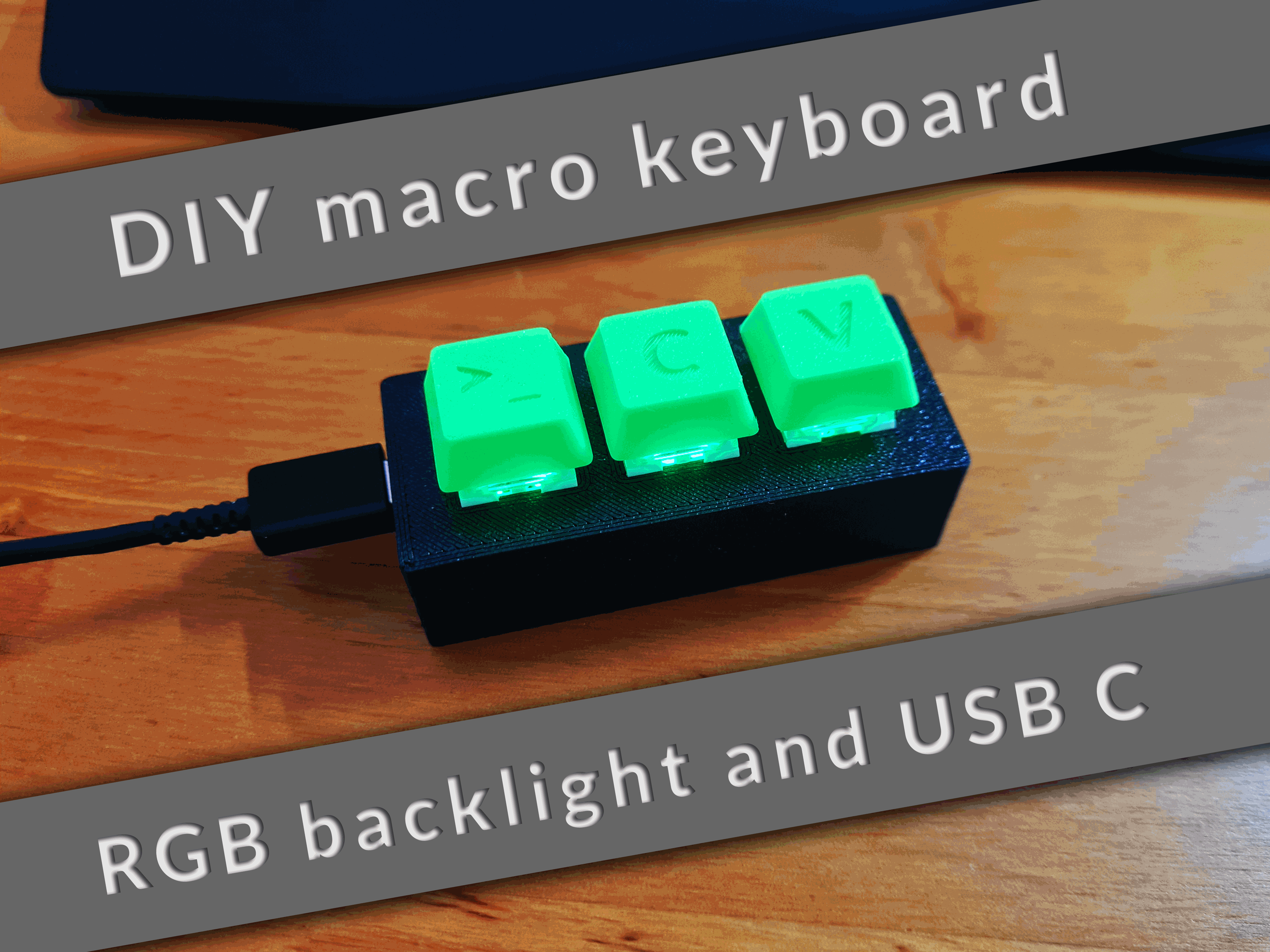 Customizable DIY macro keyboard RGB backlight USB C by Molodos Download free STL model