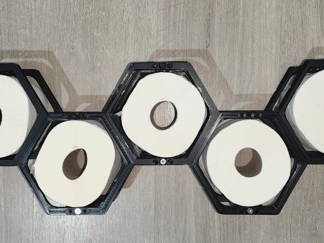 Modular hexagonal wall mount toilet paper holder
