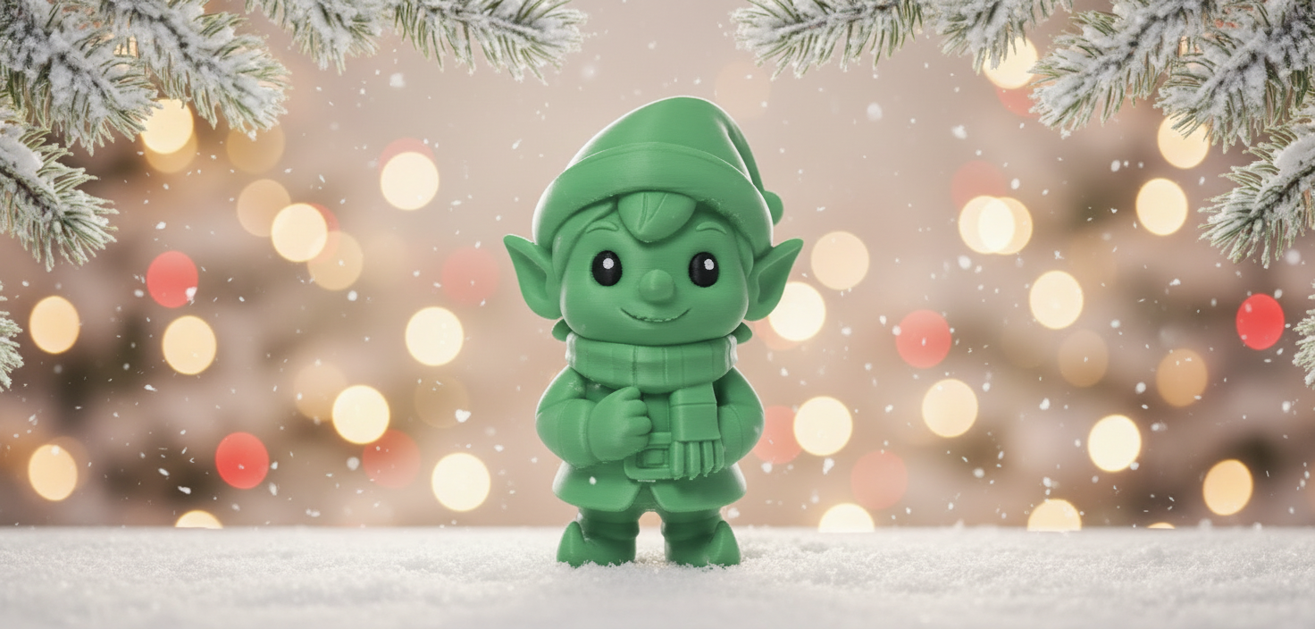 Elf in Hat and Scarf Christmas Figurine