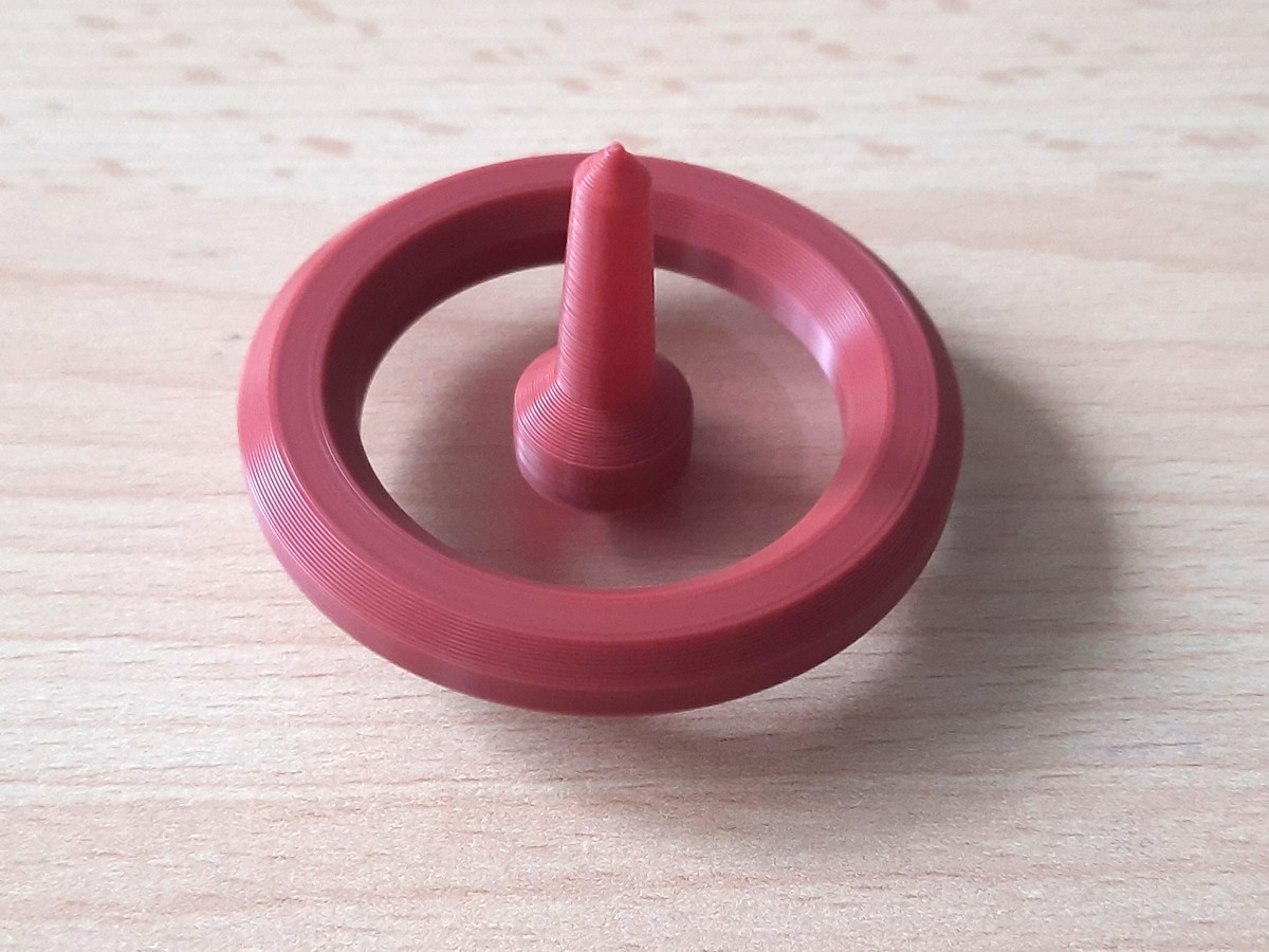 spinning top, spins >2 minutes, fully printed