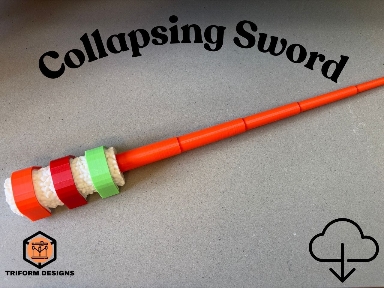 Collapsing Sushi Sword STL | Print-in-Place Extendable Sword | Funny Food Sword 3D Print | Fidget Toy STL | Novelty Katana