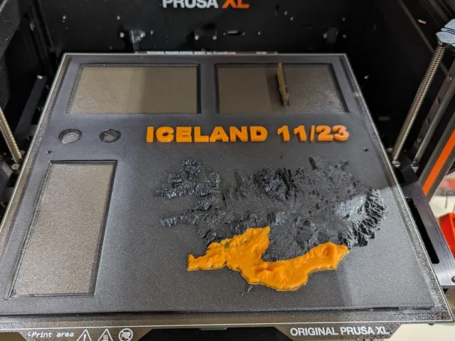 Iceland photo frame with topographical map for Prusa XL