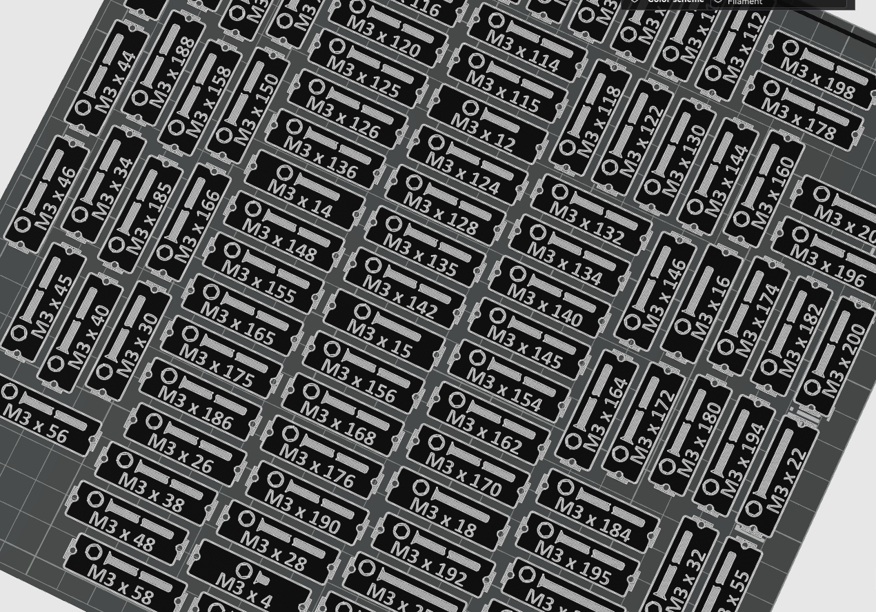 Gridfinity Bin Labels Flat-Head cap screw hex socket ISO 10642 former DIN 7991 M2.5, M3, M4, M5, M6, M8, M10, M12, M14, M16, M18, M20