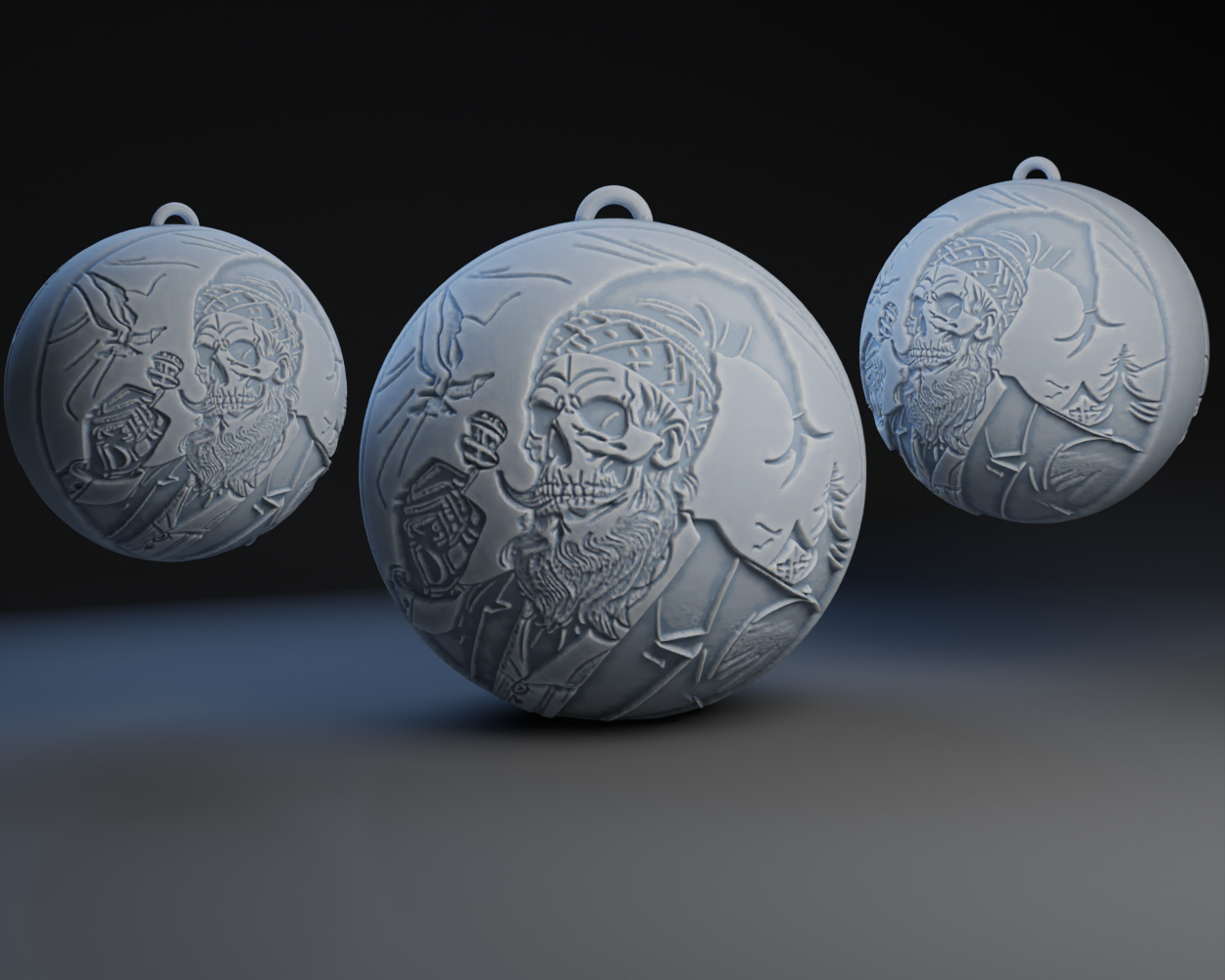Santa Skulls Holiday Bulb Ornament.