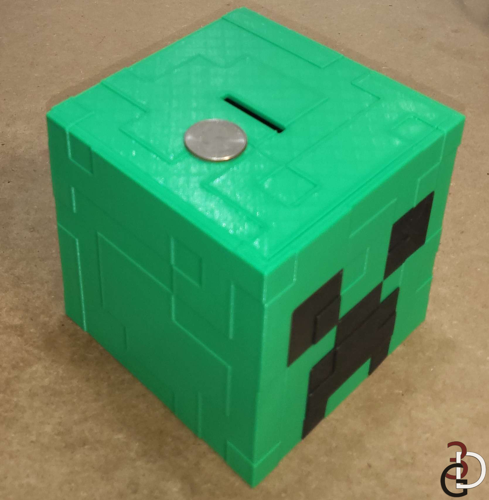 Creeper head piggy bank by 3D Gene Designs Download free STL model