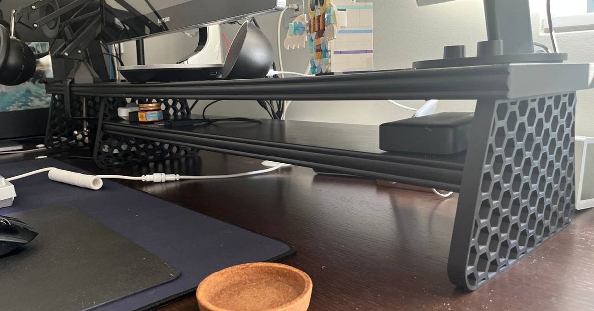 Monitor stand hex pattern by linosilva Download free STL model