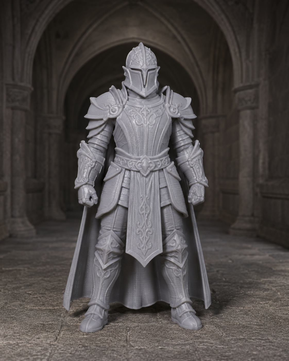 Knight figure in a Gothic hall  -  Ritterfigur in einer gotischen Halle