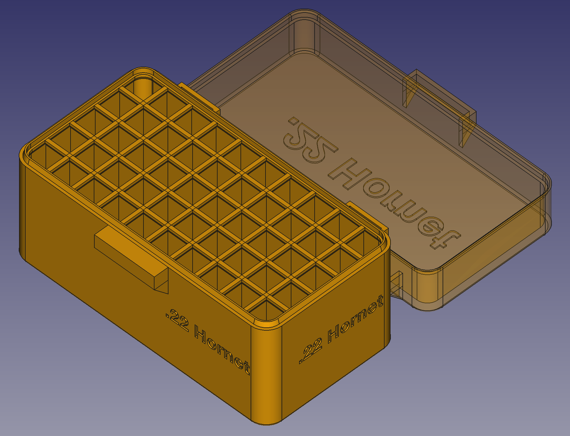 .22 Hornet, Head Up, Spring Latch, PIP Hinge Modular Ammo Box