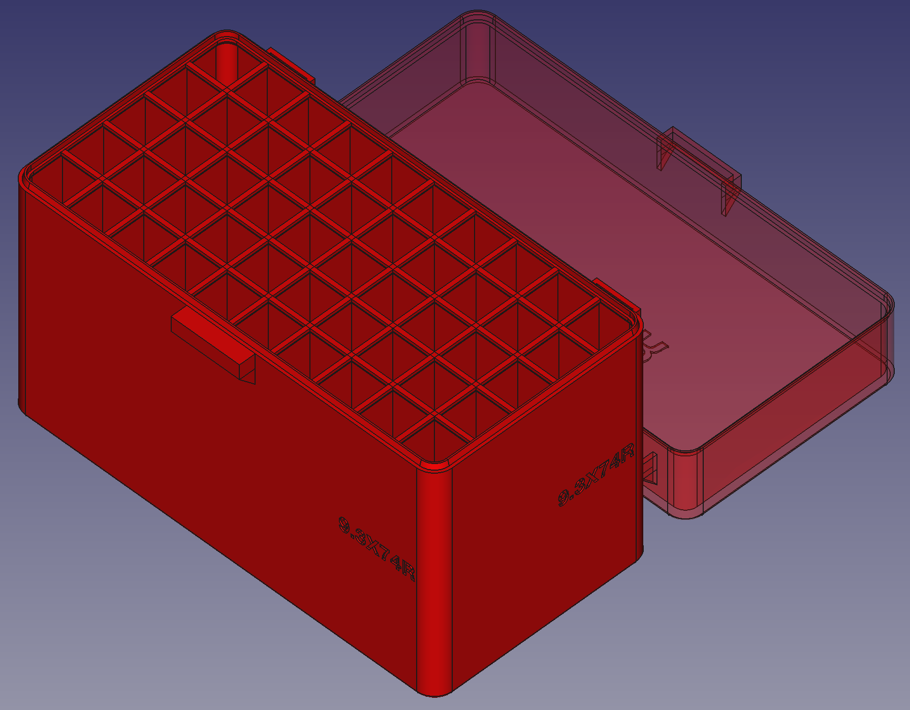 9.3X74mm Rimmed, Head Up, Spring Latch, PIP Hinge Modular Ammo Box
