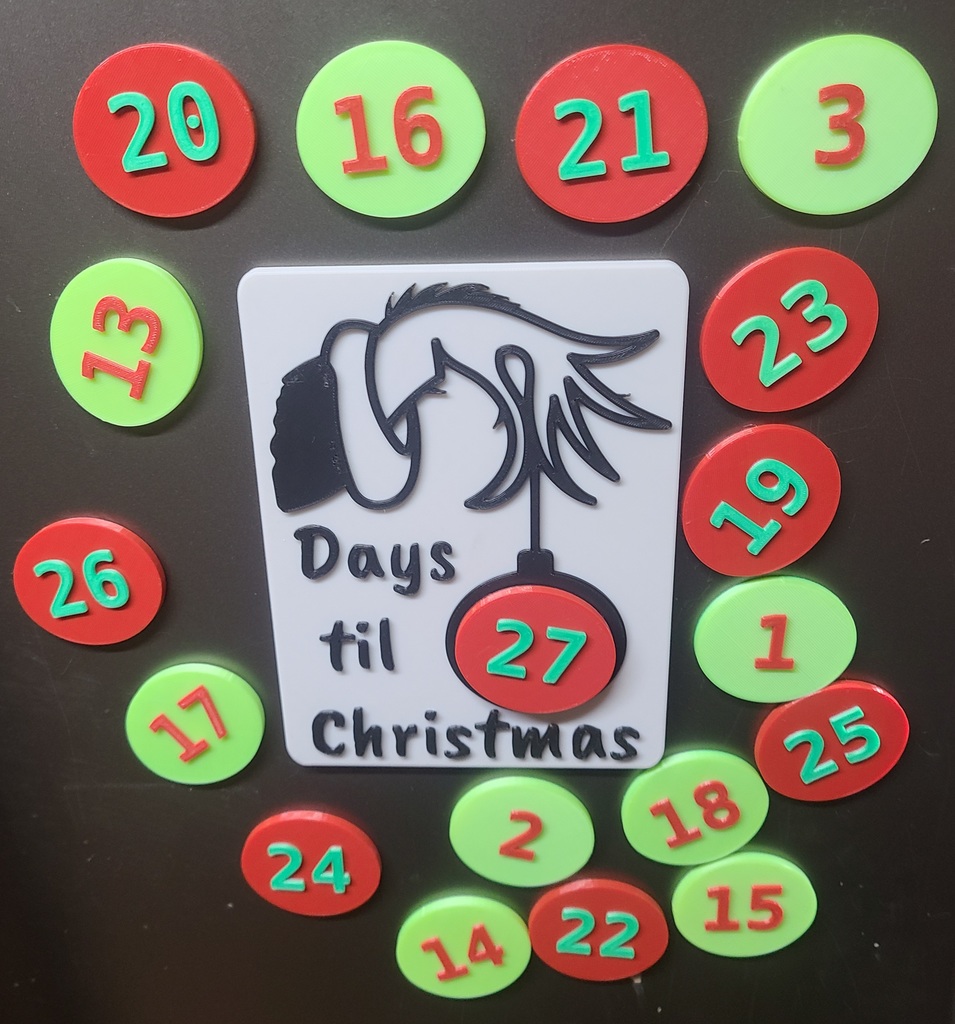 Magnetic Grinch hand Christmas Countdown board by Blasted Plastic