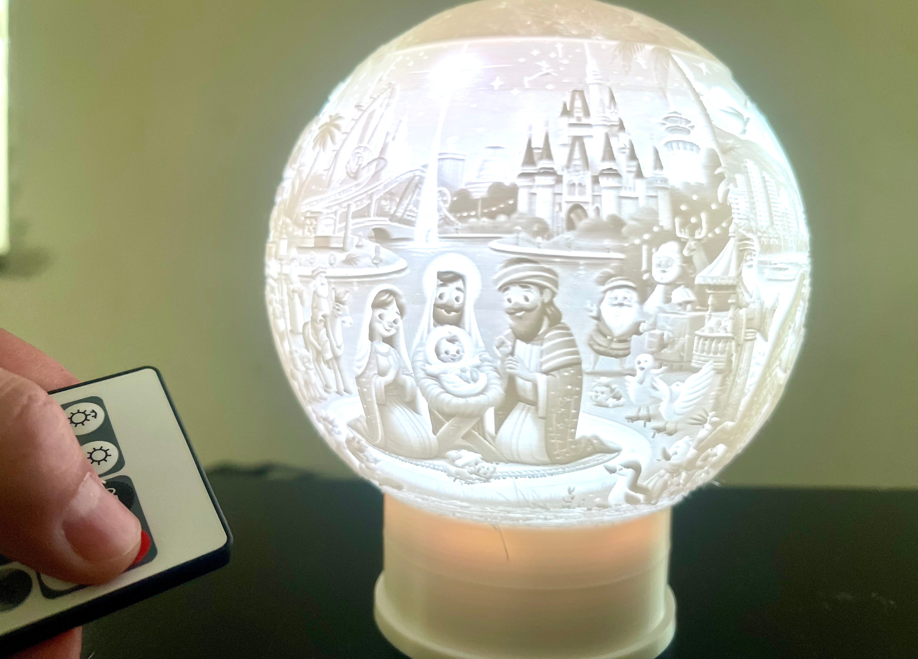 Nativity Lithophane Globe 140mm Remote Control LED