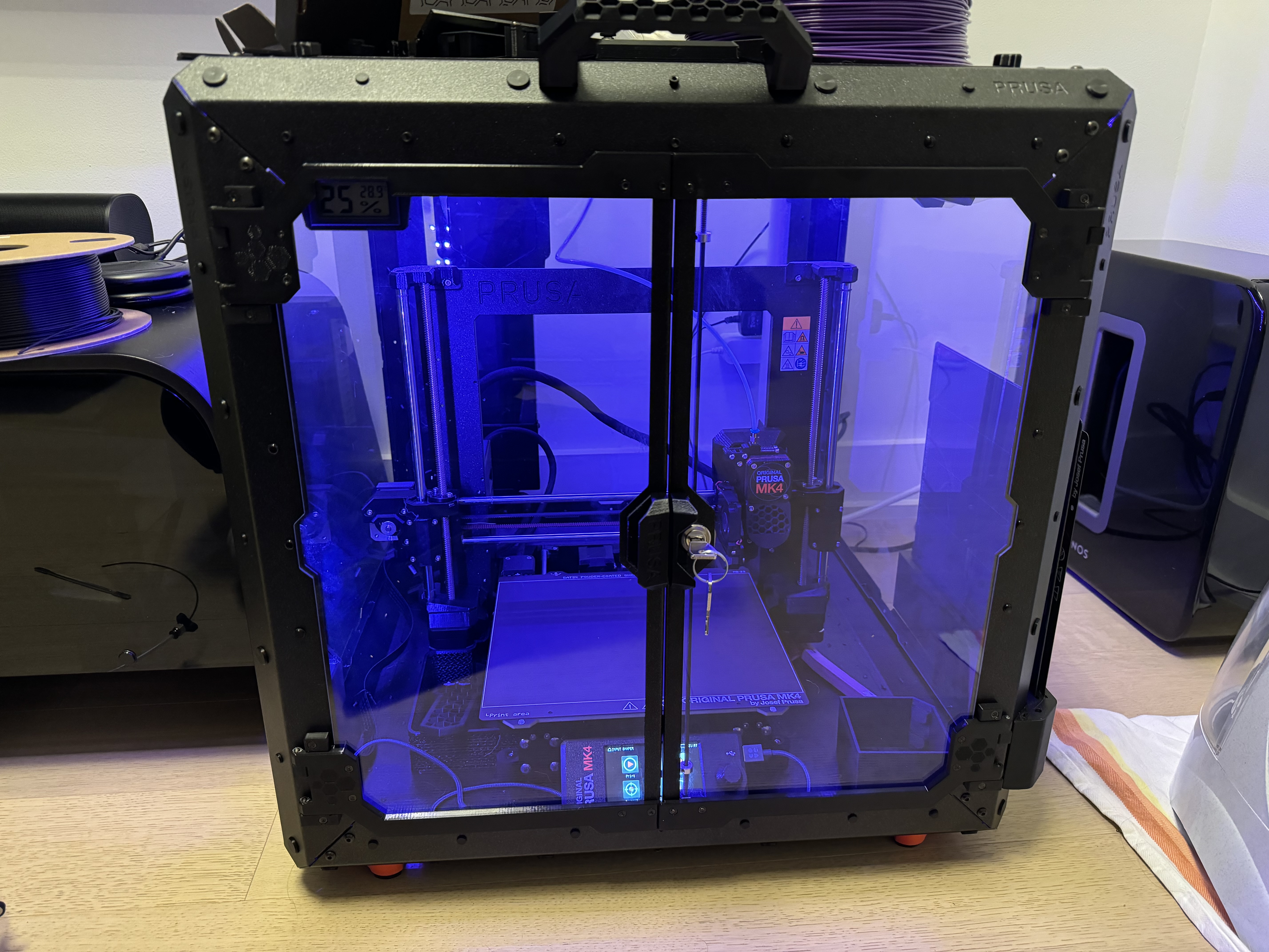 Thicker Rod Guides for Stiffening Door Hinges for Prusa Enclosure with Mechanical Lock