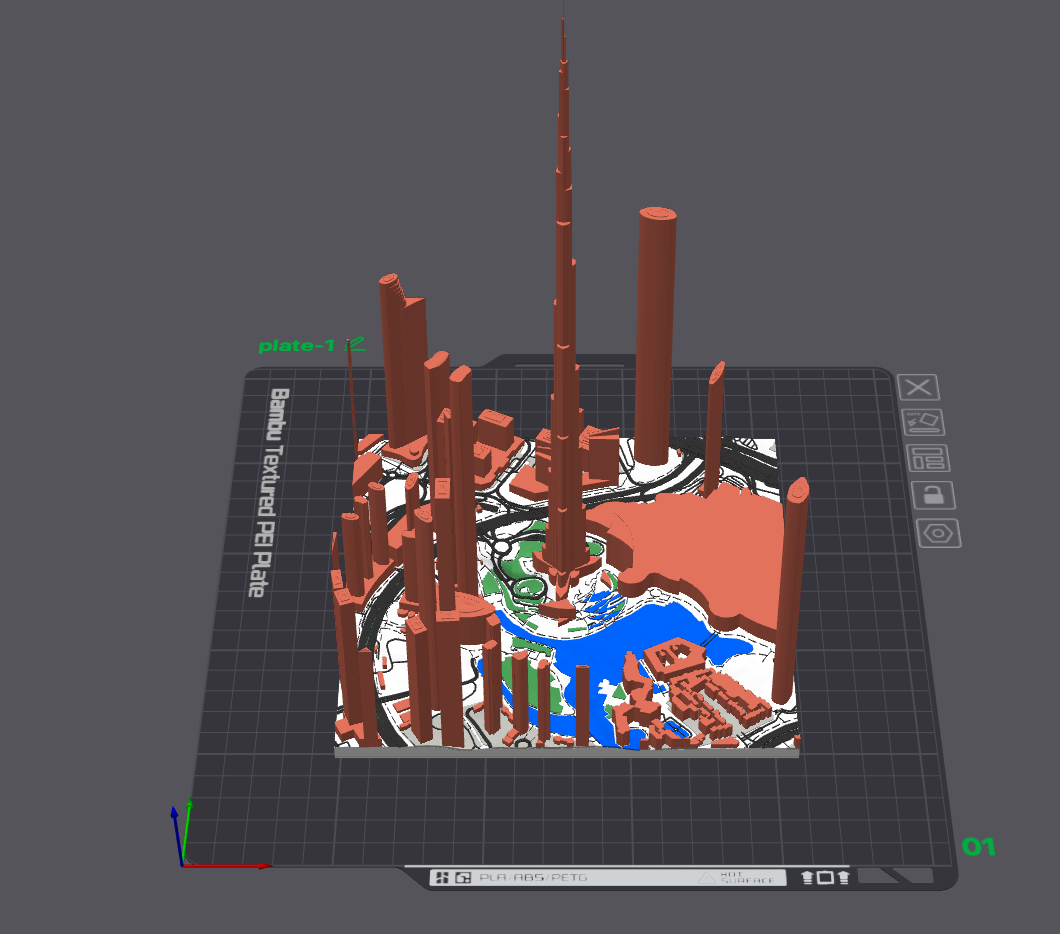 3D Model Map of Dubai (Burj Khalifa area)