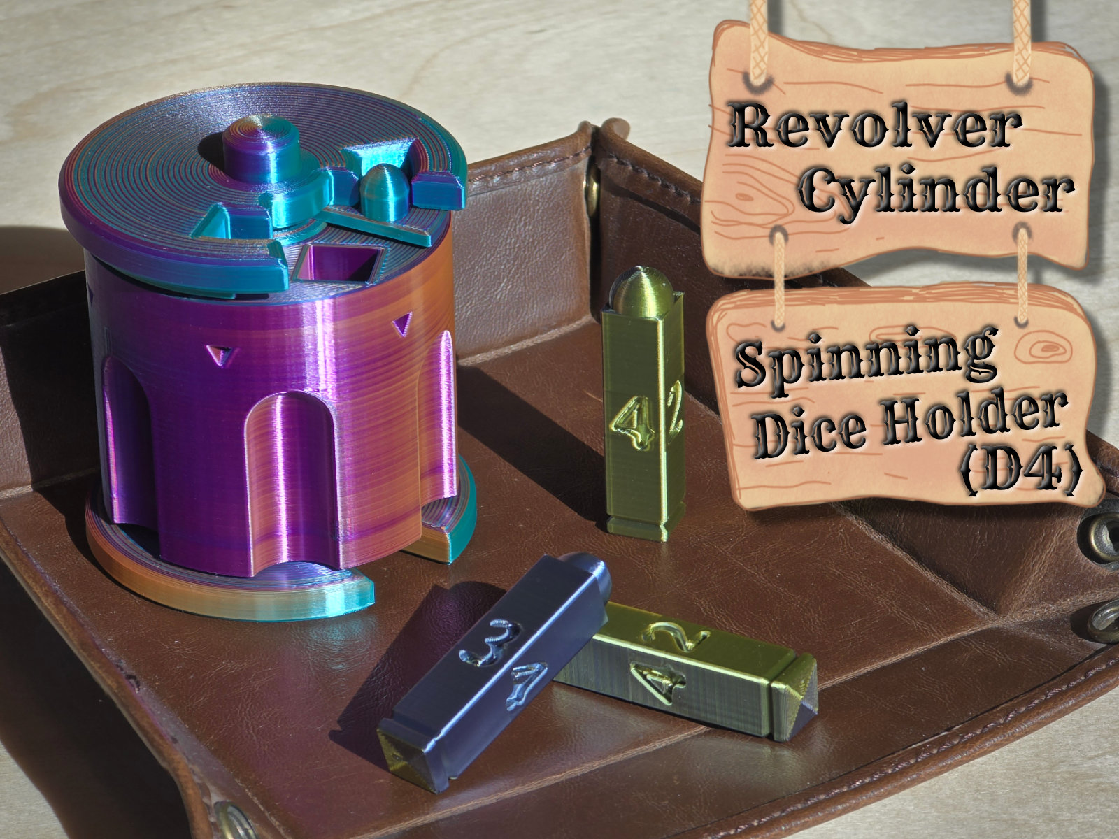 Revolver Cylinder Spinning Dice Holder (D4)