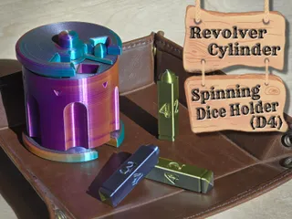 Revolver Cylinder Spinning Dice Holder (D4)