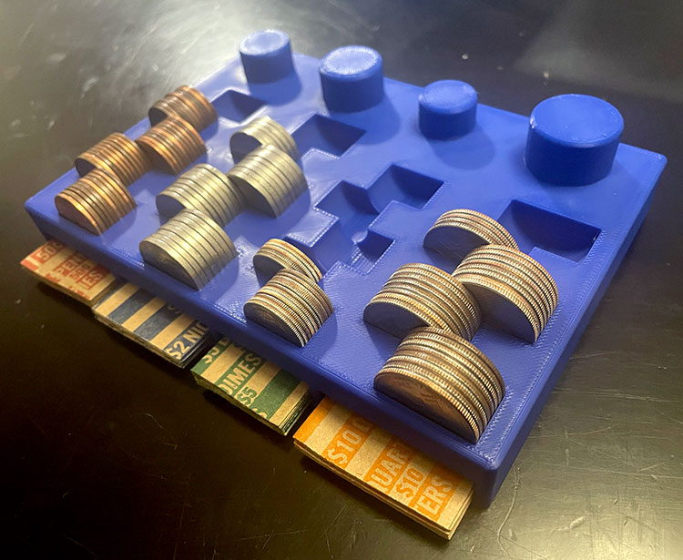 US Coin Holder with Roll Wrapper Storage & Roll Assist by Ron Daniel