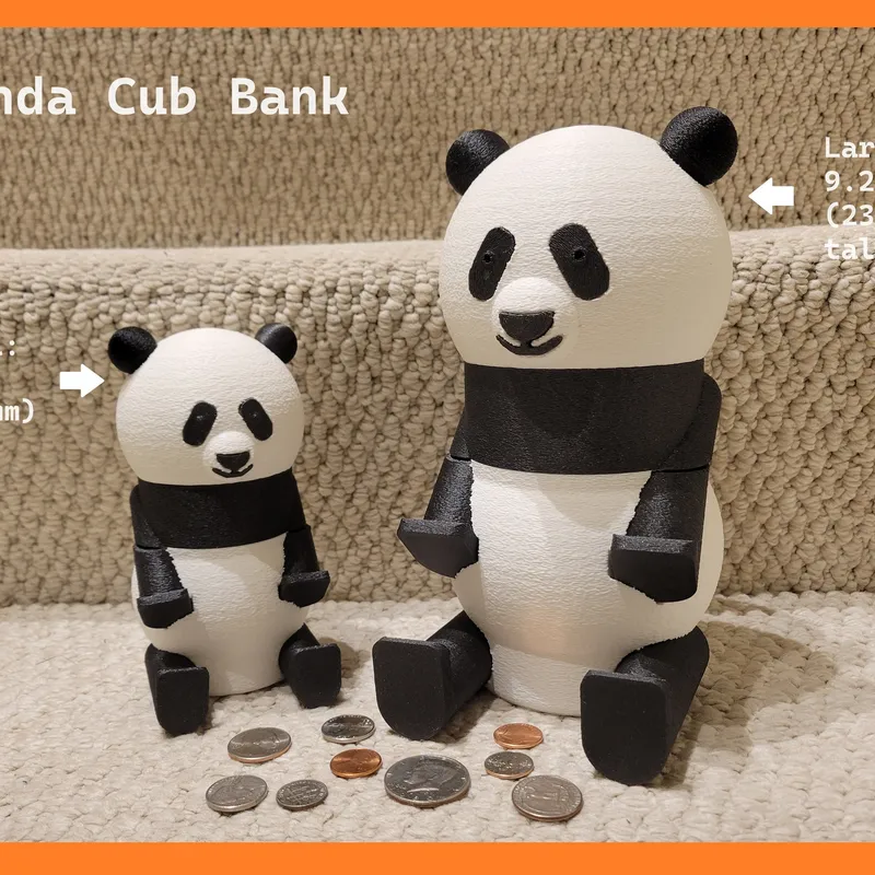 Panda Cub piggy Bank by Phil Caruso Download free STL model