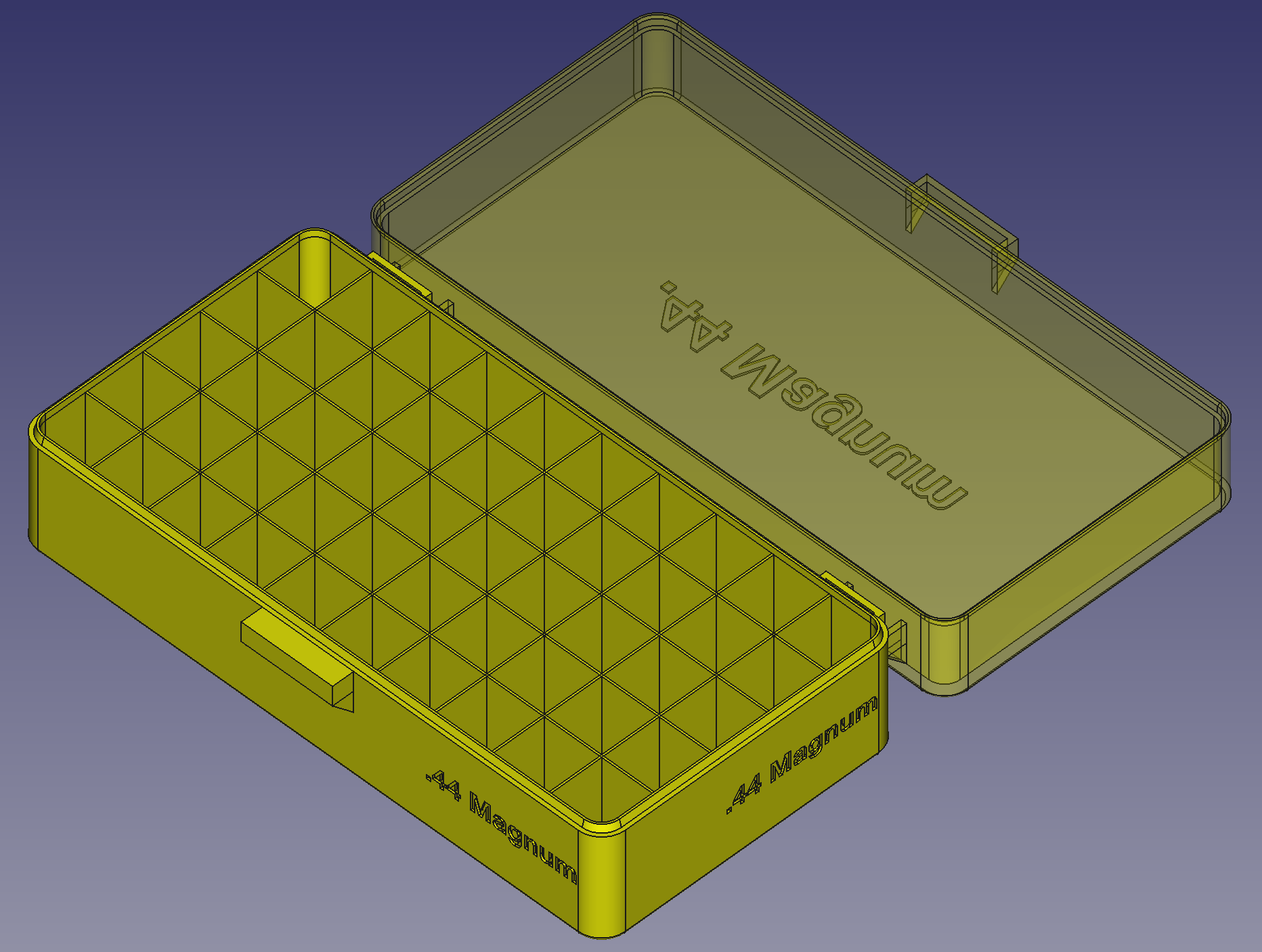 .44 Magnum, Head Down, Spring Latch, PIP Hinge Modular Ammo Box by ...