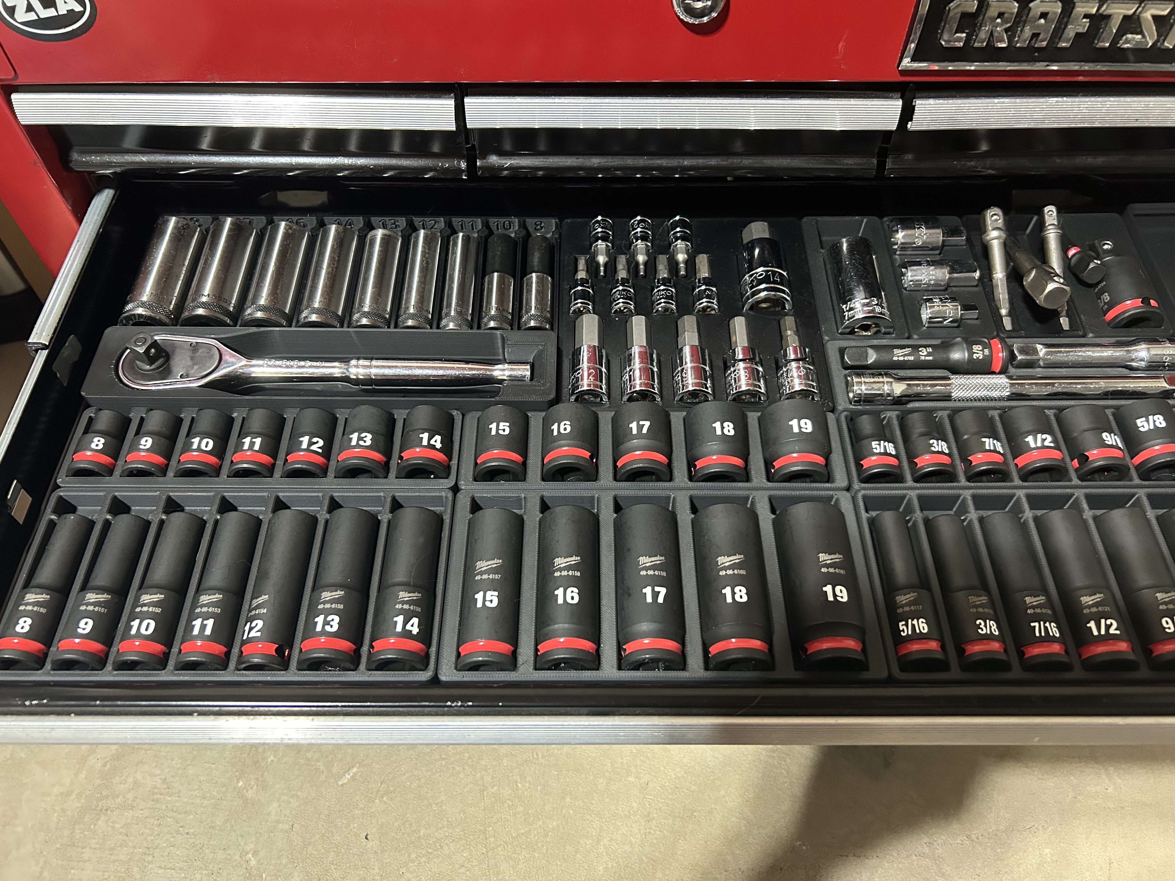 Gridfinity Socket Organization for Milwaukee Shockwave 3/8"