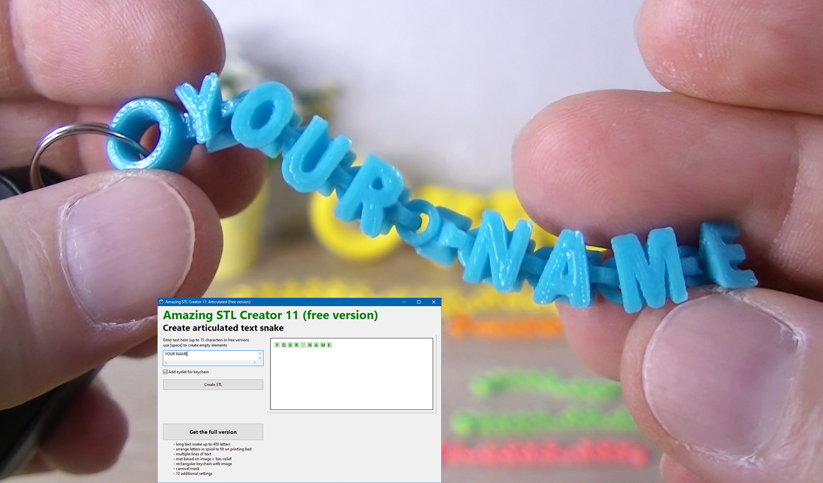 App to create articulated text keychain by Print-in-Place_Fun ...